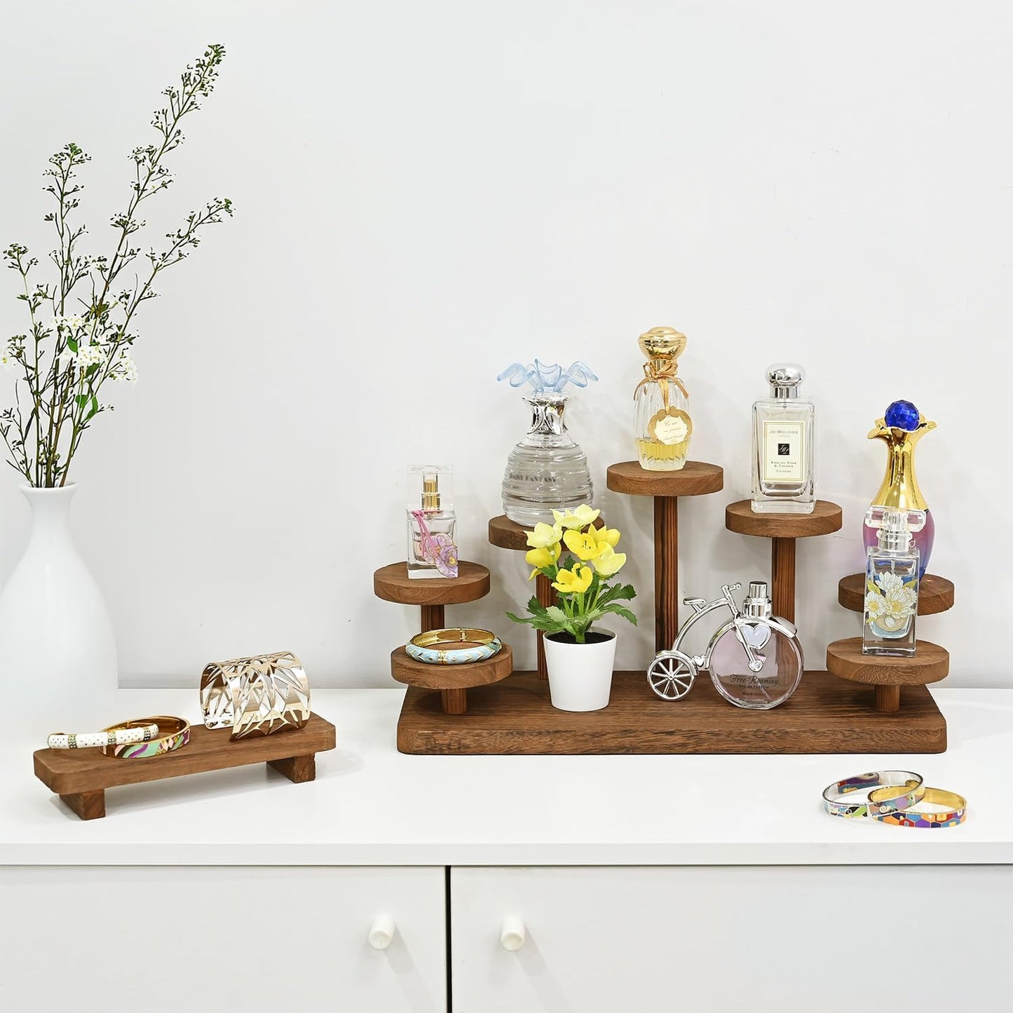 Multi-Level Wooden Display Riser Stand for Jewelry