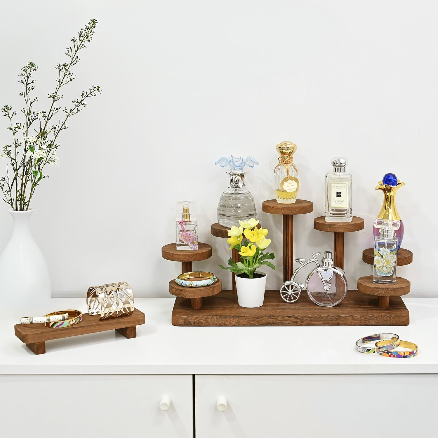 Multi-Level Wooden Display Riser Stand for Jewelry