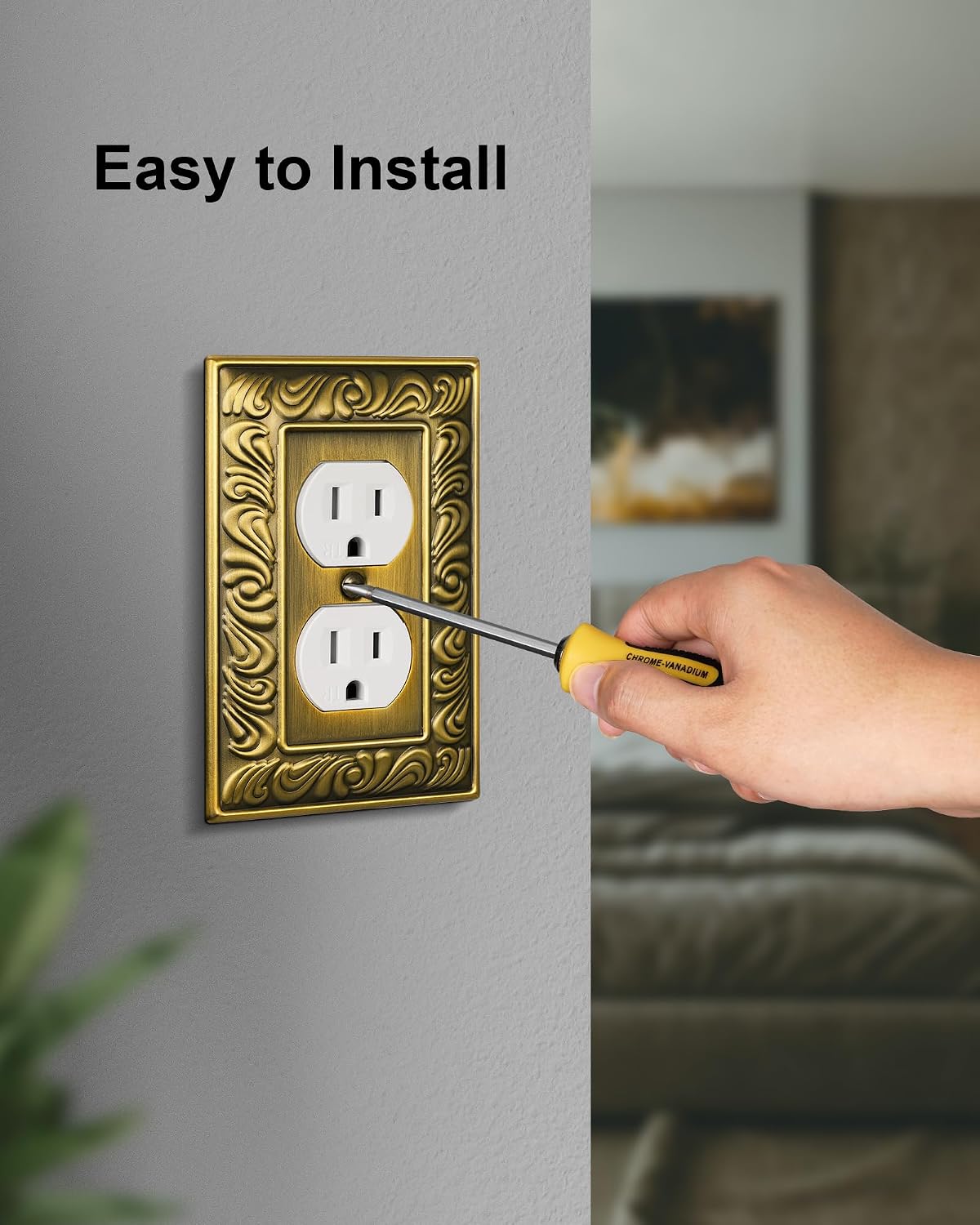 6-Pack Paisley Pattern Duplex Outlet Cover Plate,Metal Switch Plates | Wall Plates for Electrical Outlets, 1 Gang