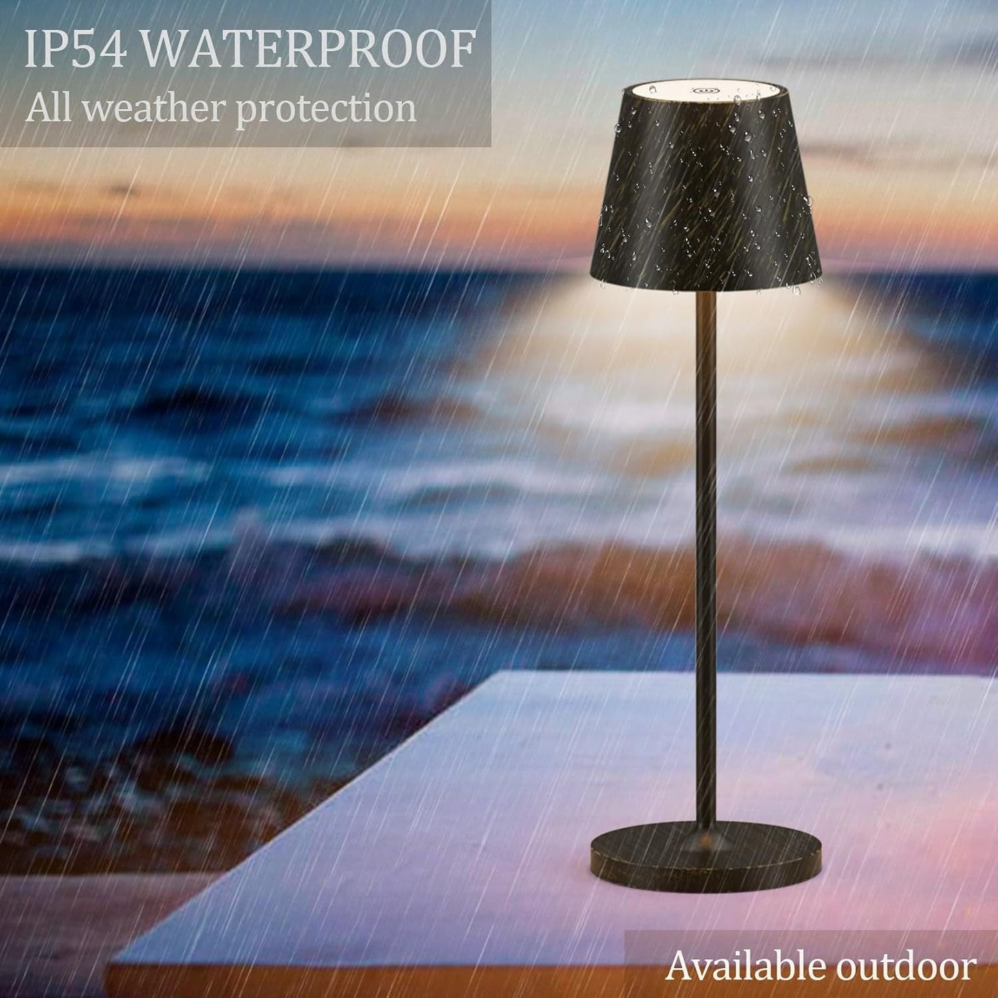 Ralaby IP54 Cordless Table Lamps Portable Rechargeable Battery Operated Lamp Aluminum Dimmable Indoor/Outdoor Cordless