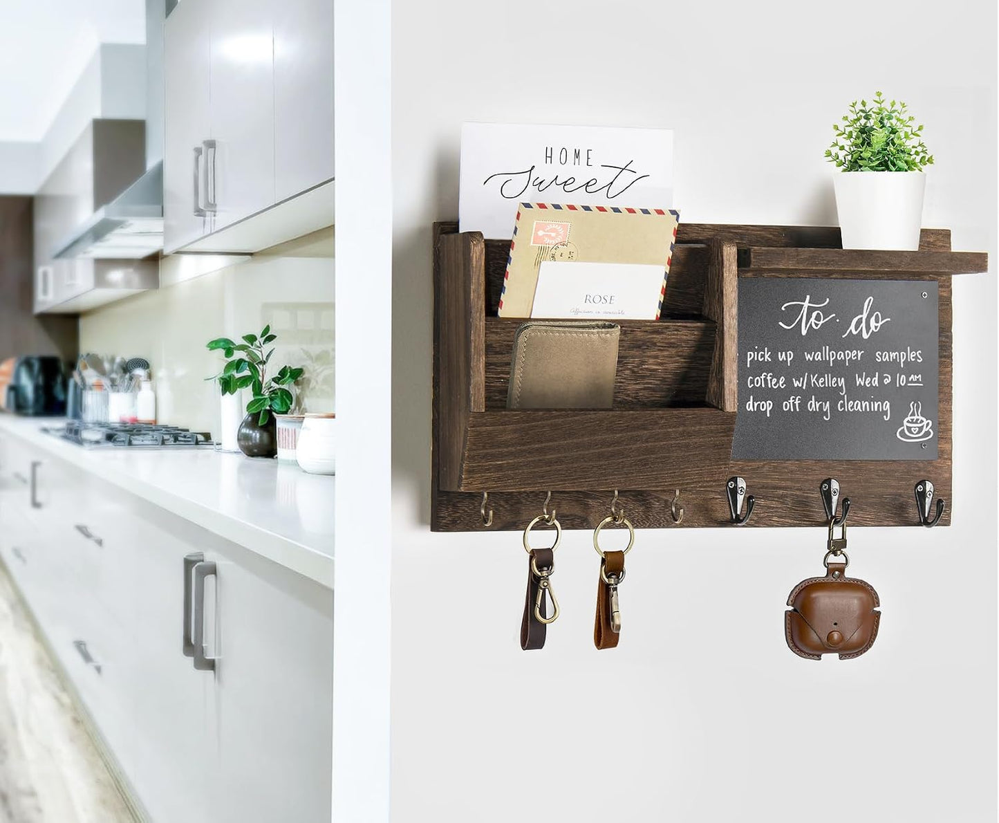 Rustic Hanging Key Rack Hanger / Brown