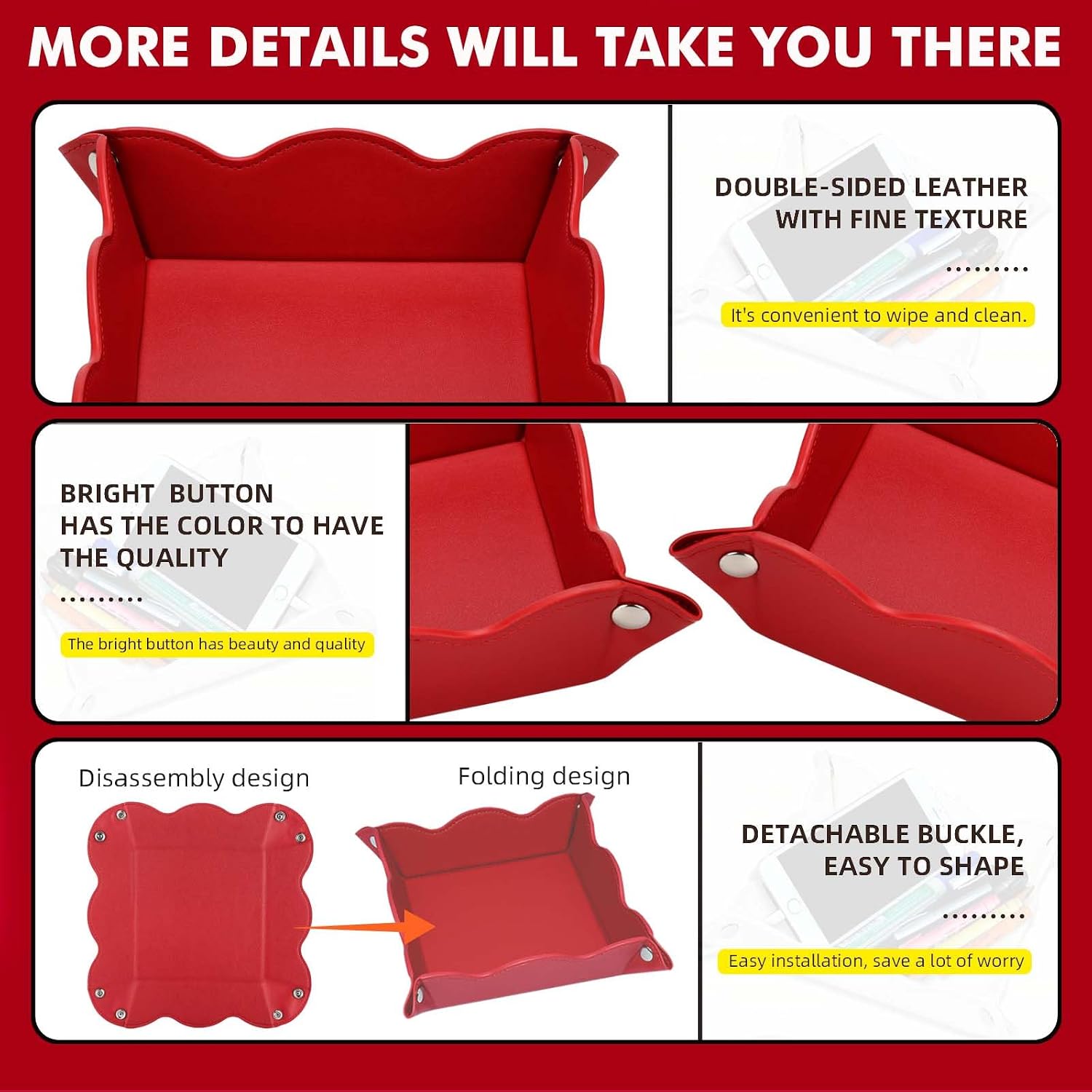 Valet Tray for Men Women / Red / Set of 2