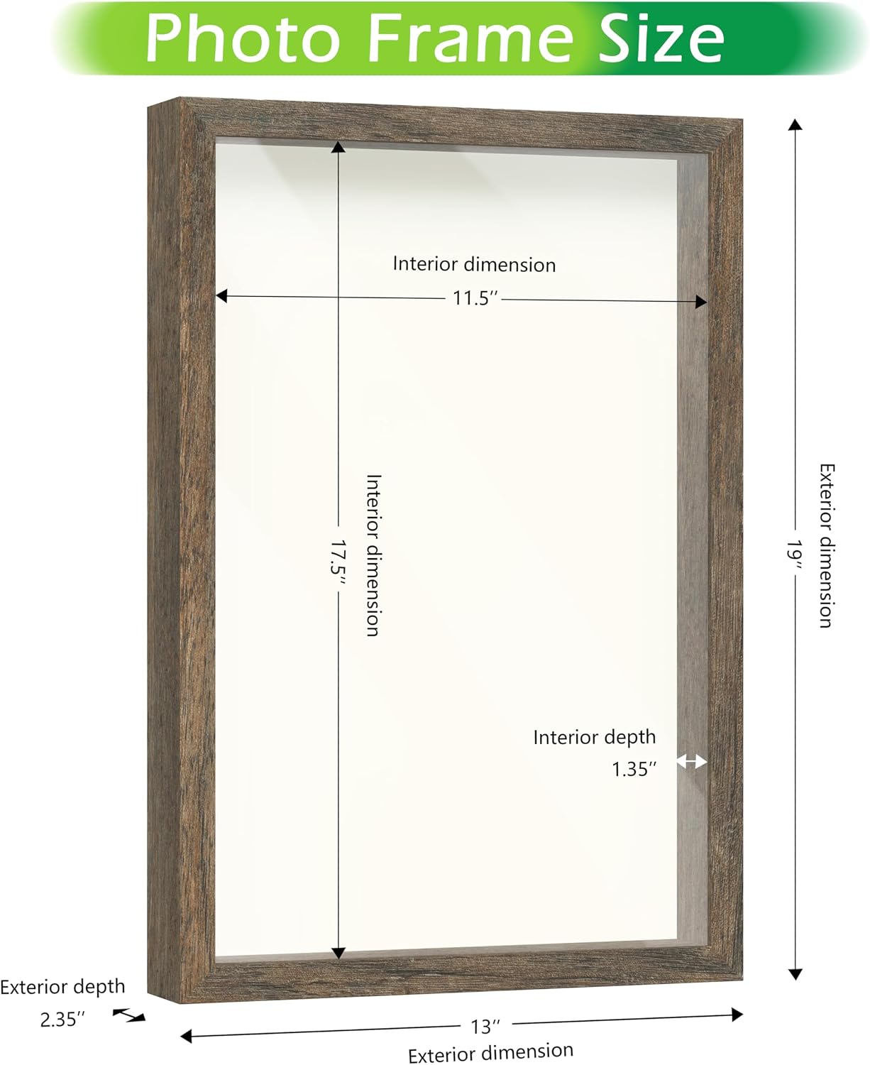 FrameWorks 12" x 18" Brown Wooden Shadow Box Frame – Soft Felt Back, Tempered Glass, and Included Elegant White Ball