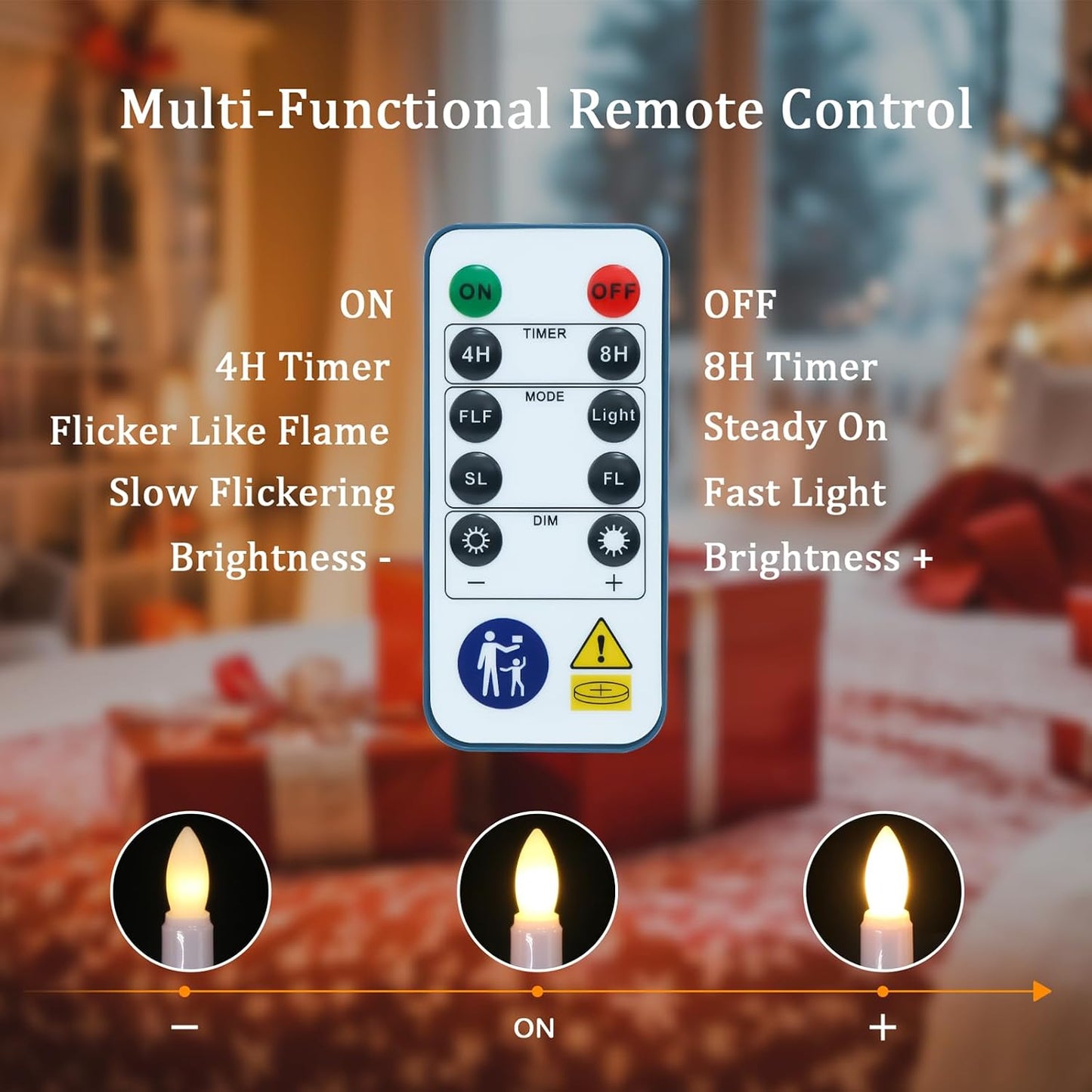 PChero Window Candles with Remote Timer, Gold, 6 Packs | Battery Operated Flameless LED, Removable Gold Holders, Taper