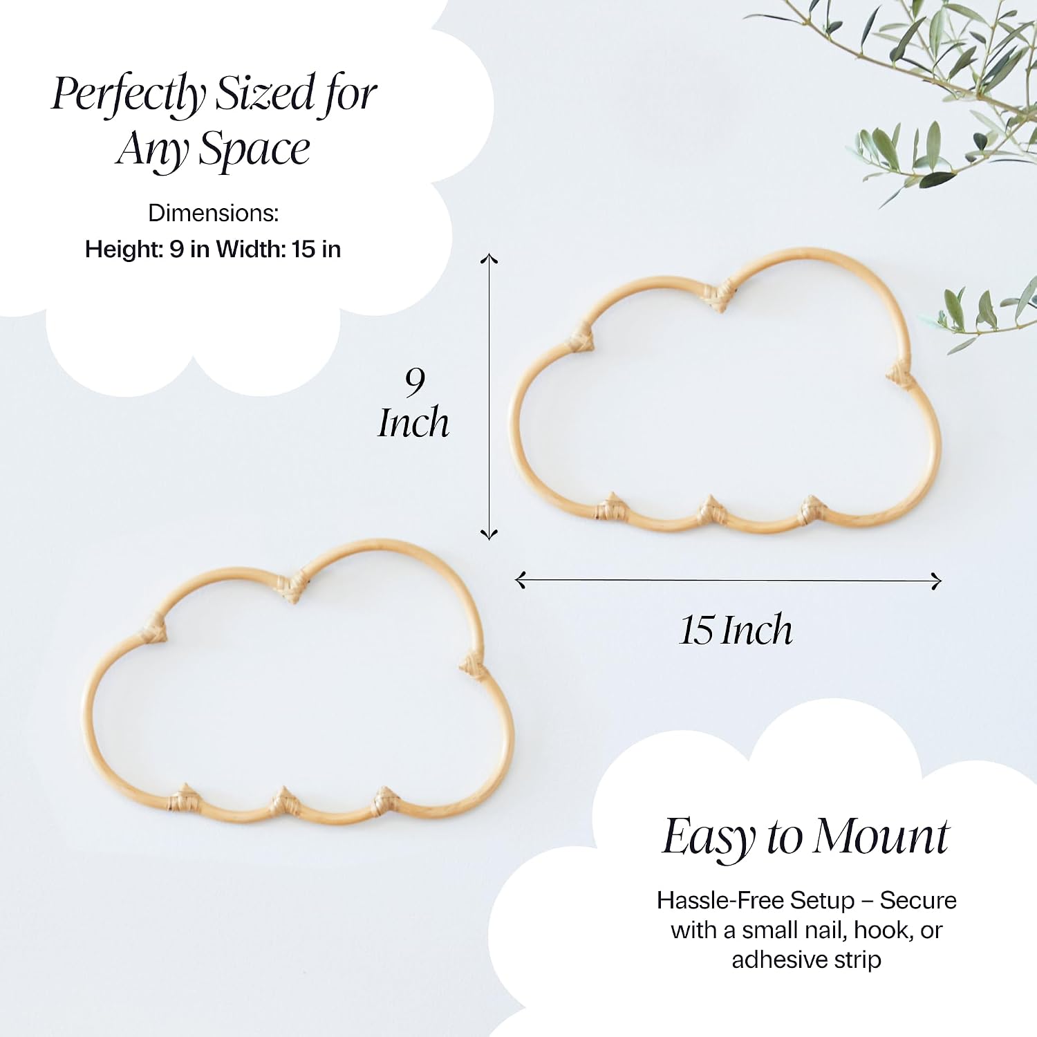 Rattan Cloud Decorations / Set of 2