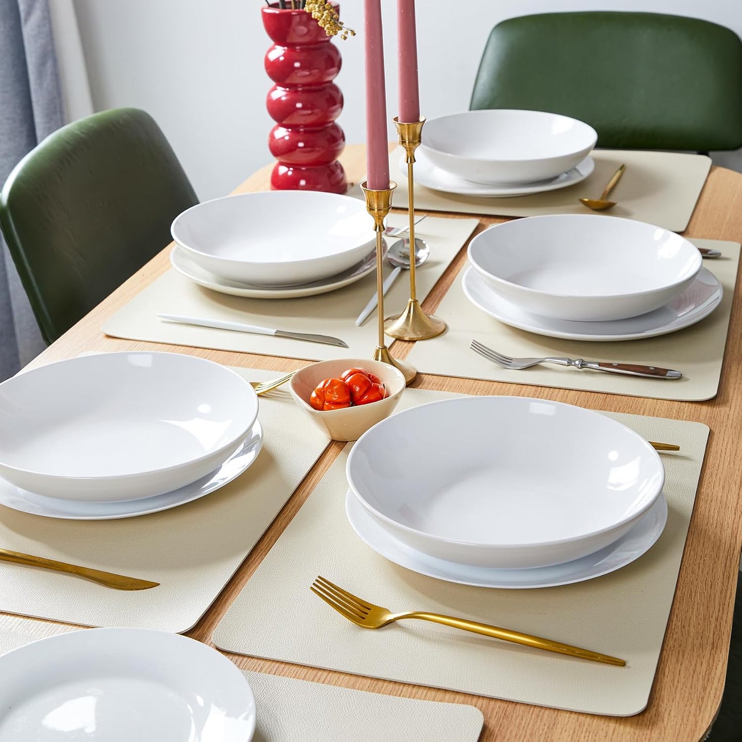 DOLOPL Beige Placemats Set of 8, Faux Leather Place Mats, Modern Dining | Leather-look, Easy Clean,Washable, Heat