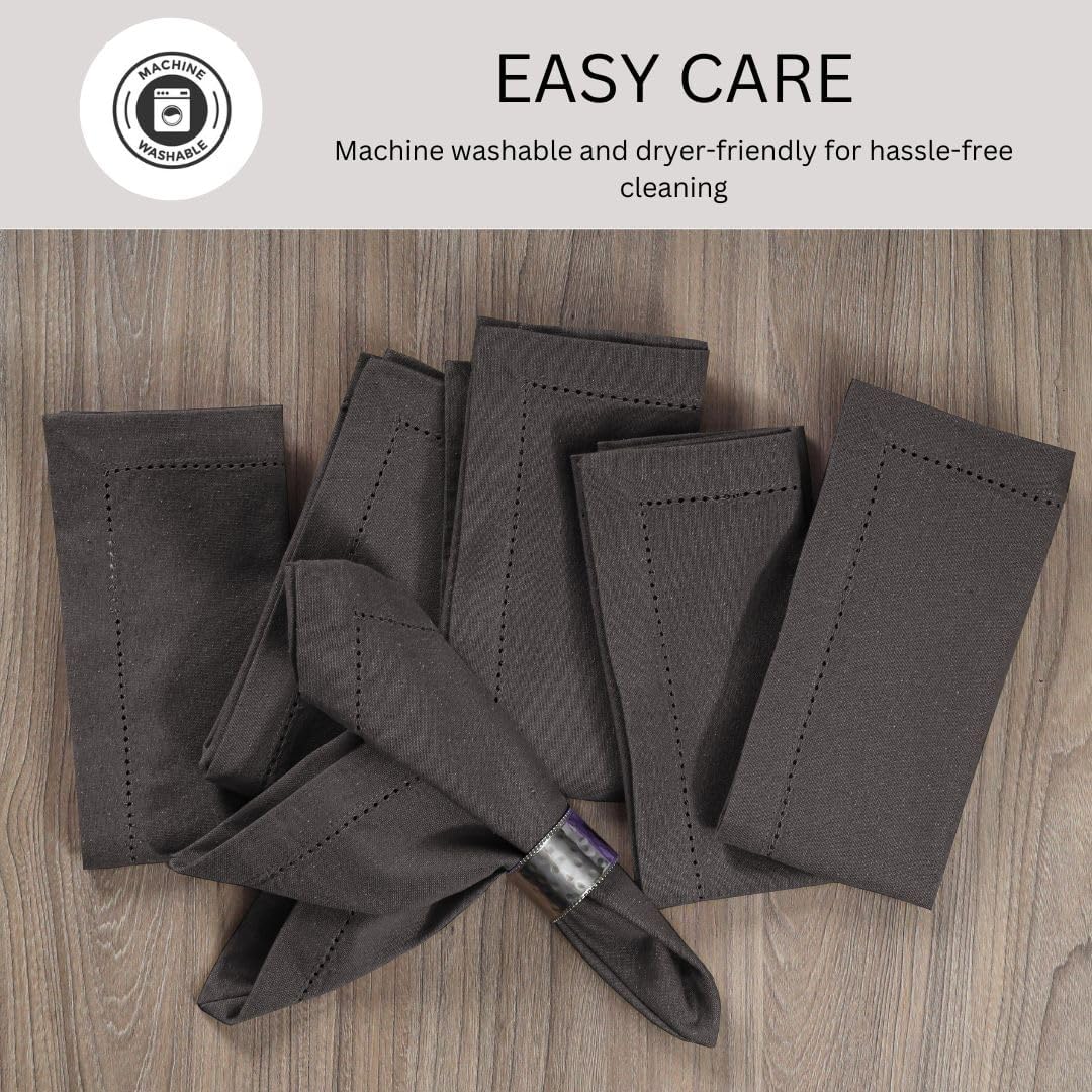 Hemstitch Cloth Dinner Napkins 100% Cotton Set of 12 - for Dining Special Occasions Weddings Parties Holidays Easter