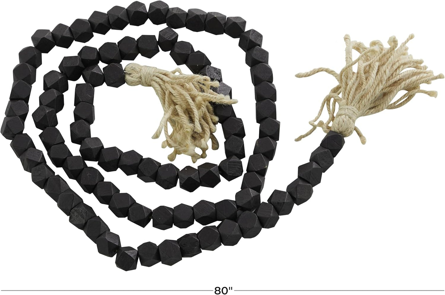 Wood Handmade Beaded Garland / Black / Geometric / 1 x 1 x 80