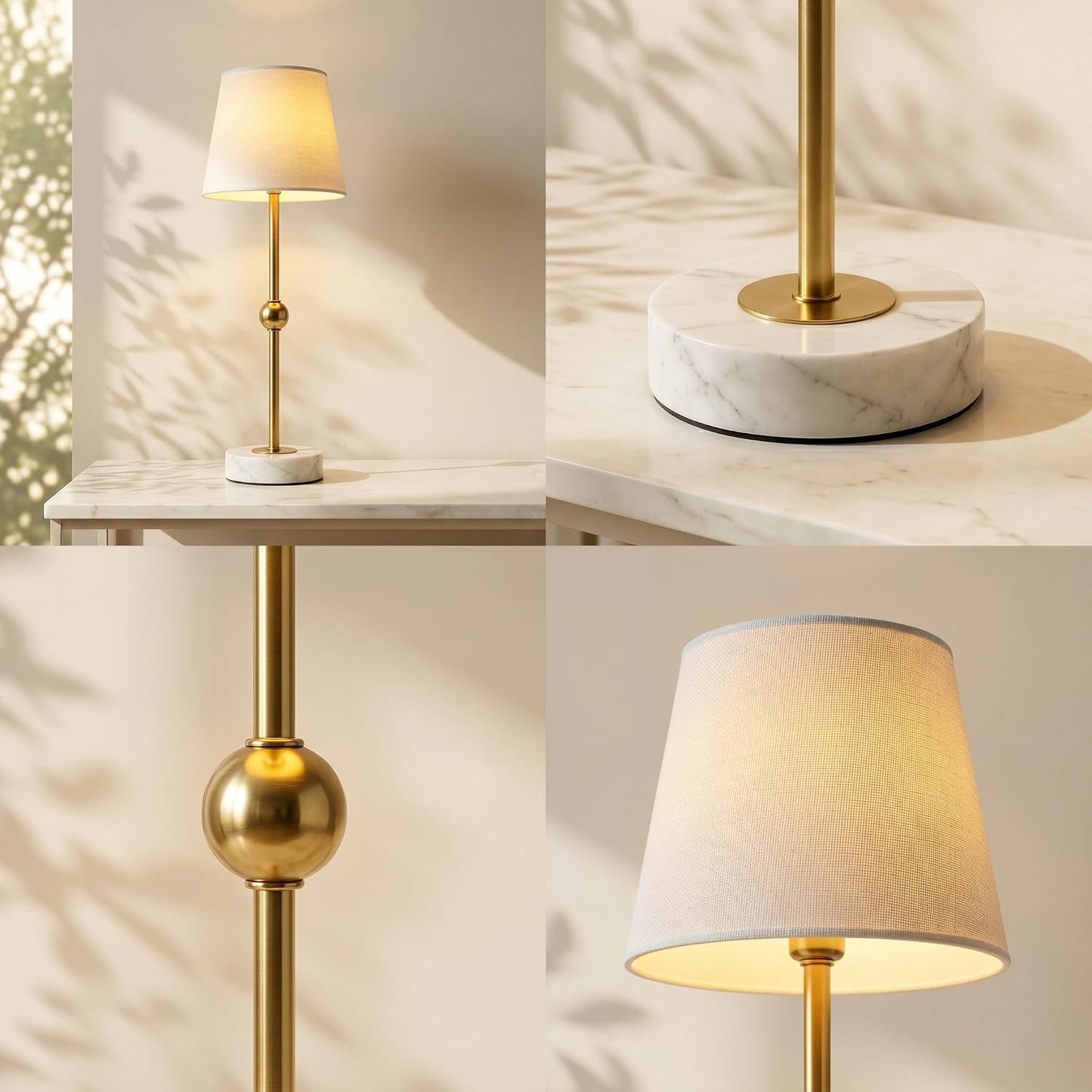 17.5" Cordless Table Lamp – Battery Operated Lamp & Rechargeable Lamp & Dimmable with Detachable Magnetic Bulb, Marble
