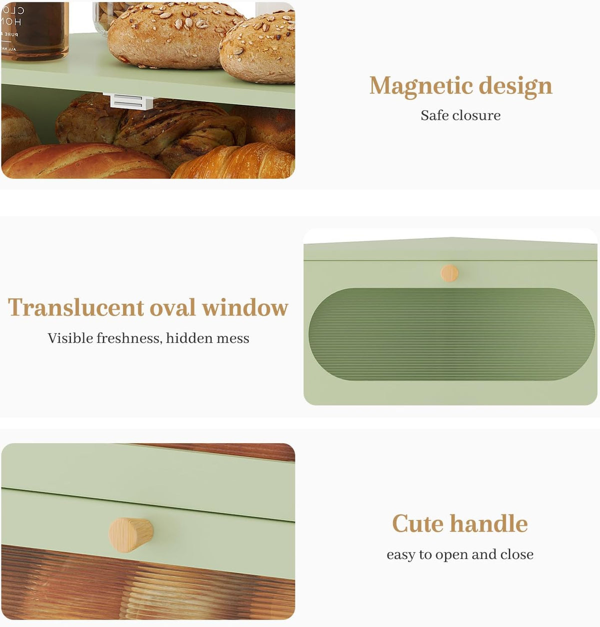Corner Bread Box for Kitchen Countertop, 2026 New Double Layer Bamboo Bread Storage Bin, Large Bread Container for