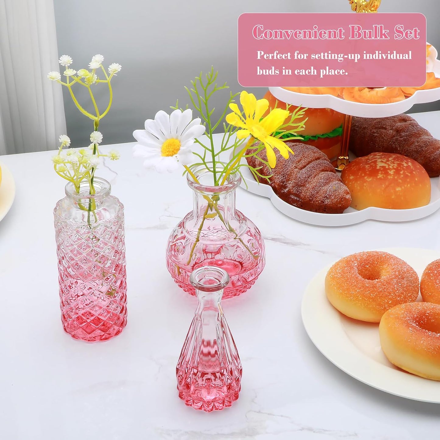 Glass Bud Vase in Bulk / Pink / Set of 8