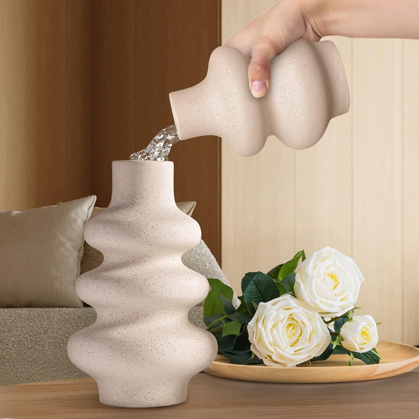 Ceramic Vases -White Vase for Modern Home Decor / A White / Set of 2