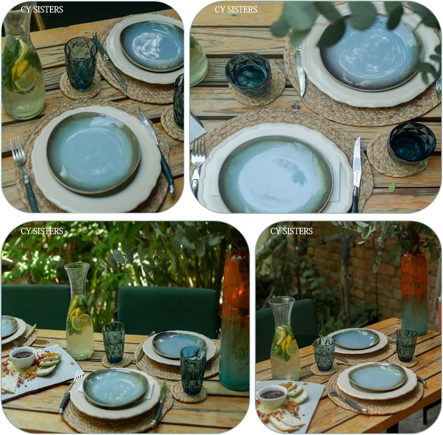 Round Placemats Set of 8 Natural Woven Rattan Placemats, Braided Boho Farmhouse Place Mats Heat Resistant Dining Table
