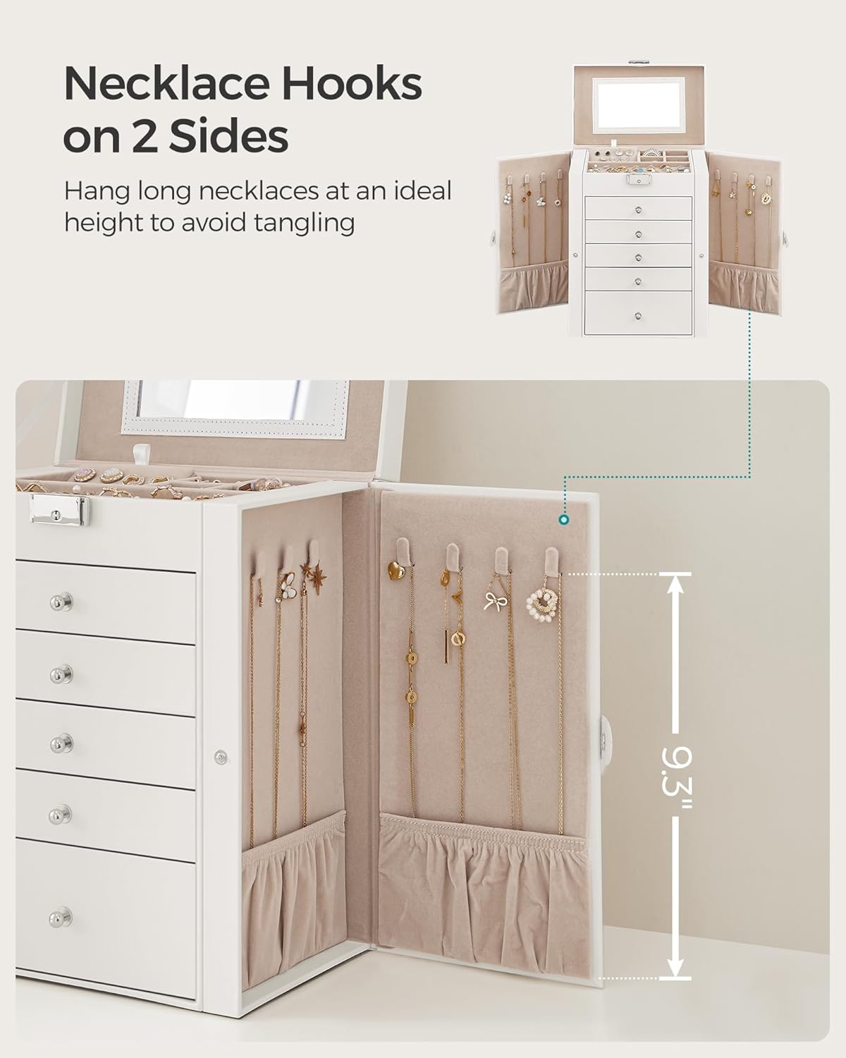 6-Layer Jewelry Box Organizer / 6 Tier / White