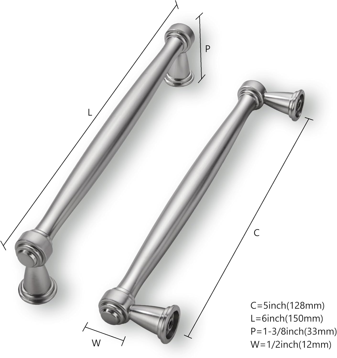 Cabinet Pulls Kitchen Cabinet / 5 Inch Hole Center / Brushed Satin Nickel / 5 Inch / Set of 2