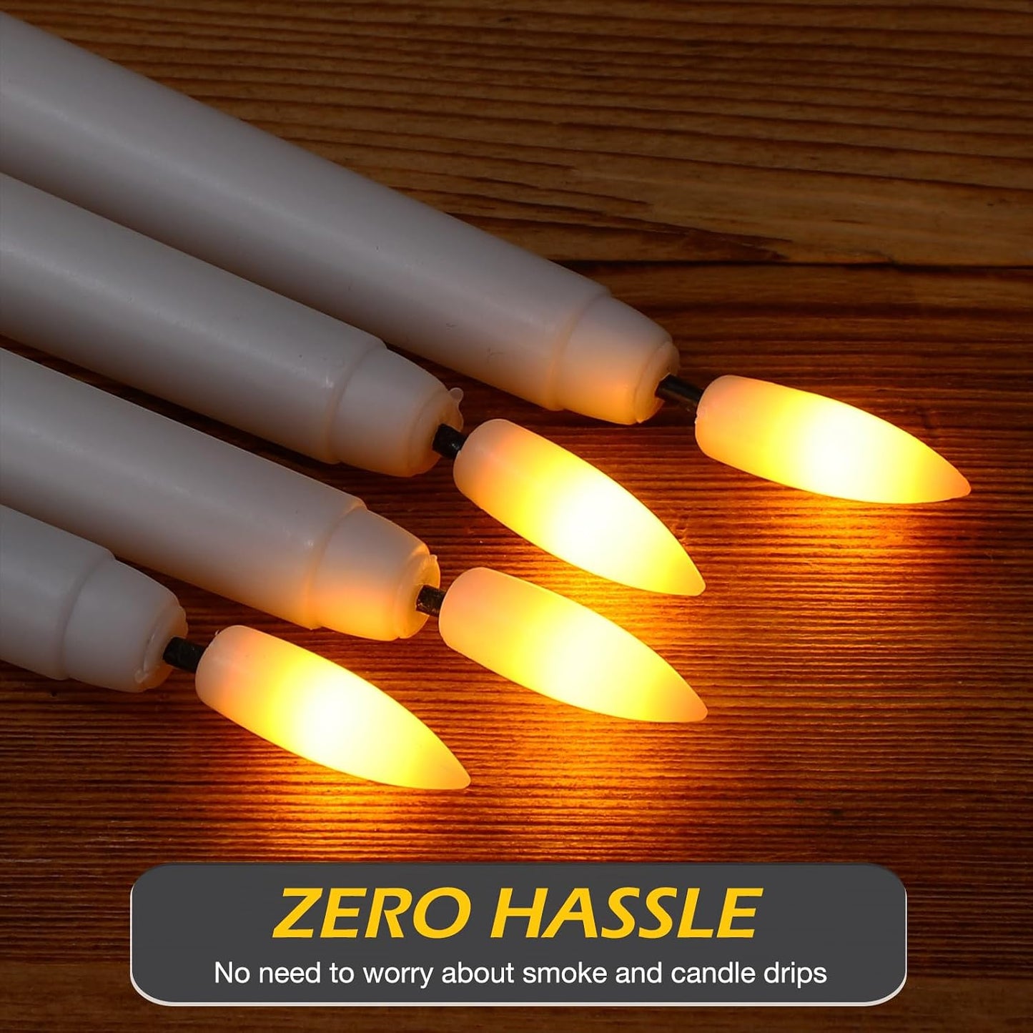 20 Pcs Flickering Flameless Taper Candles Bulk LED Battery Operated Realistic Flame Effect with Remote & Timer Safe No