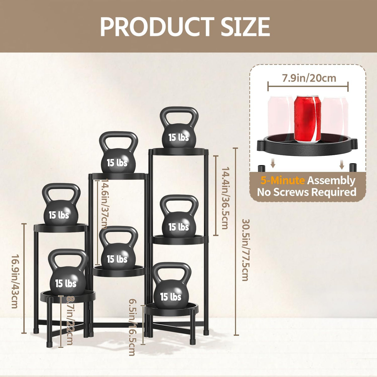 LASZOLA Plant Stand Indoor Outdoor Tall with Plastic Tray, 7 Tiers Black | Corner Folding Flower Display Rack, Modern