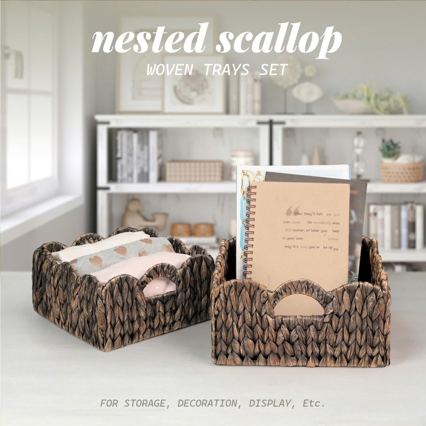 Woven Basket Boho / Esspresso / Natural / Set of 2