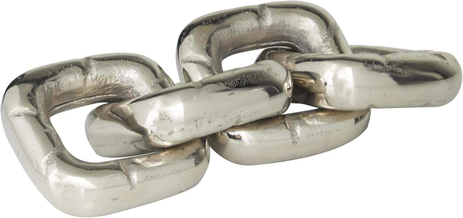 Aluminum Metal Chain Decorative Sculpture Home Decor Statue / Black / SMALL SIZE / 14 x 5 x 3