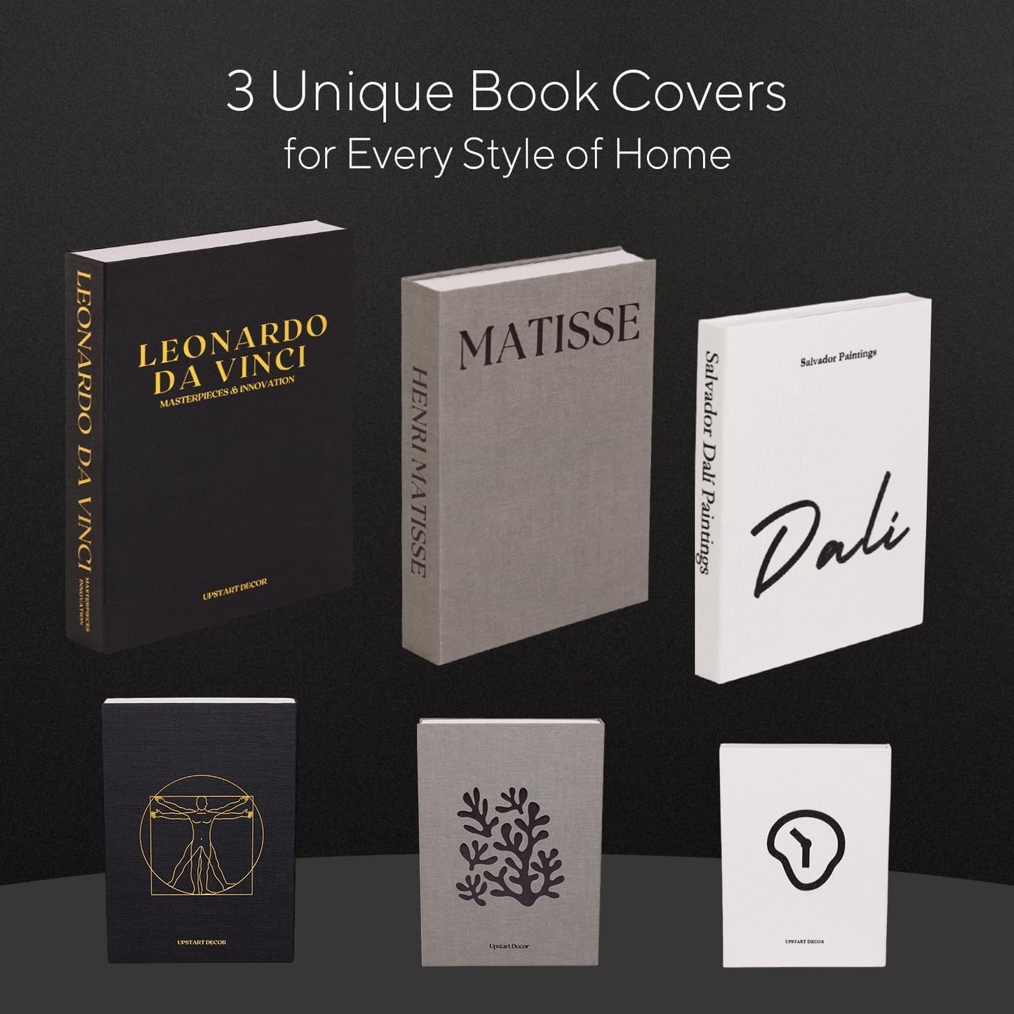 Elegant Linen Decorative Books / Black / Set of 3