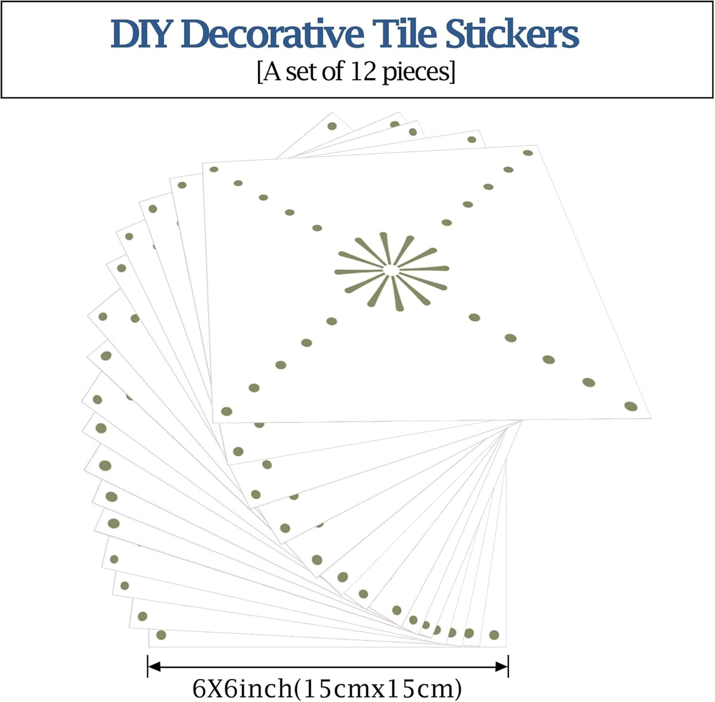 Peel & Stick Wall Tile Stickers Backsplash Self Adhesive / Green / 6 x 6 / Set of 12