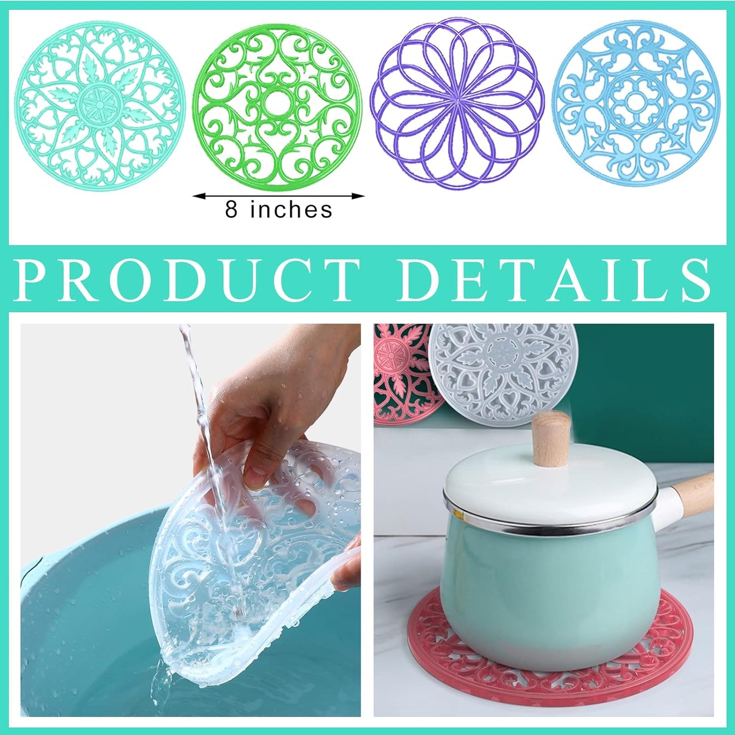 Large Mandala Coaster Resin Molds Hollow Flower Shiny Silicone Molds for Resin Casting / Set of 4