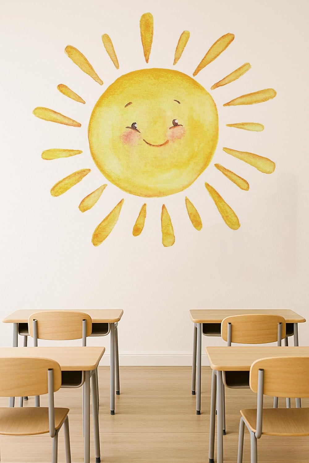 Boho Sun Wall Stickers Toddler Kids Vinyl Wall Decal Peel and Stick Removable Nature / 32.3 x 31.1