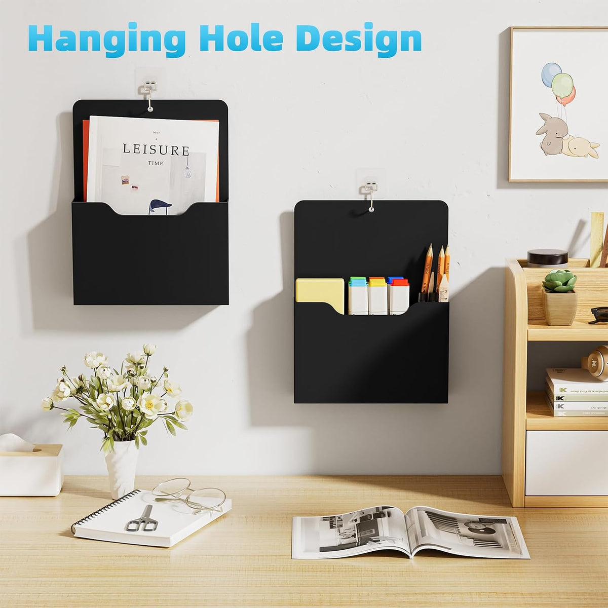Marbrasse Magnetic File Holder - Magnetic Paper Holder, Pocket Organizer Office Supplies Storage Mail Organizer for