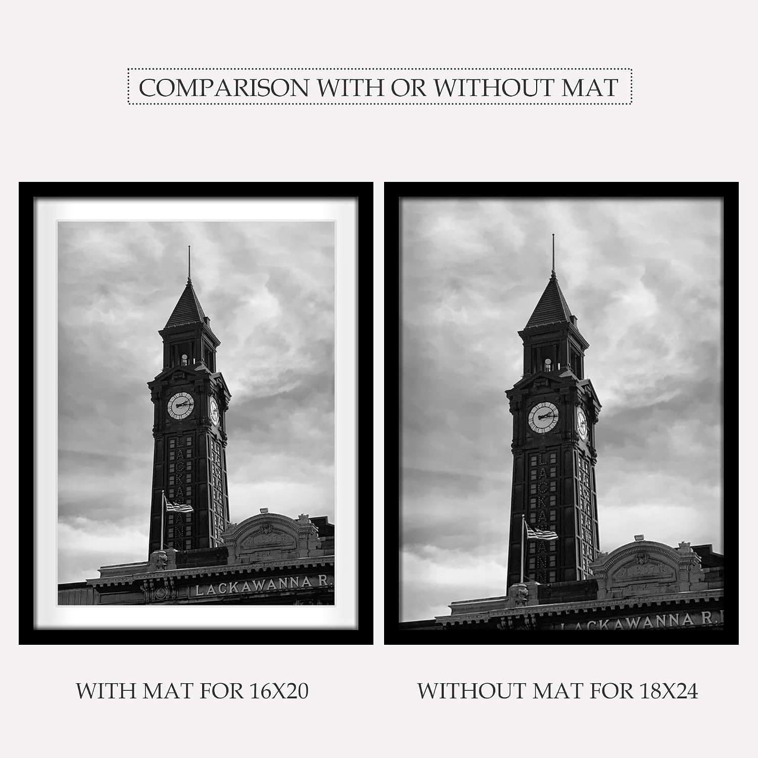 Wiscet 18x24 Picture Frame Set of 3, for Wall Gallery Photo Frames, Black | Display Pictures 16x20 with Mat or 18 x 24