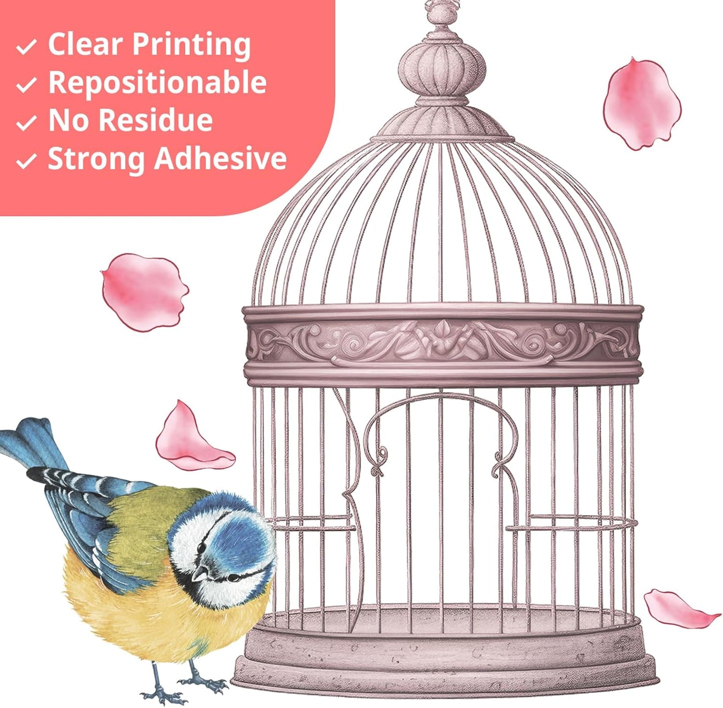 SG2-2426 Cherry Blossom Flower Tree and Cage Branch Wall Decal / Cherry Blossom Tree / 47.7 x 24.7