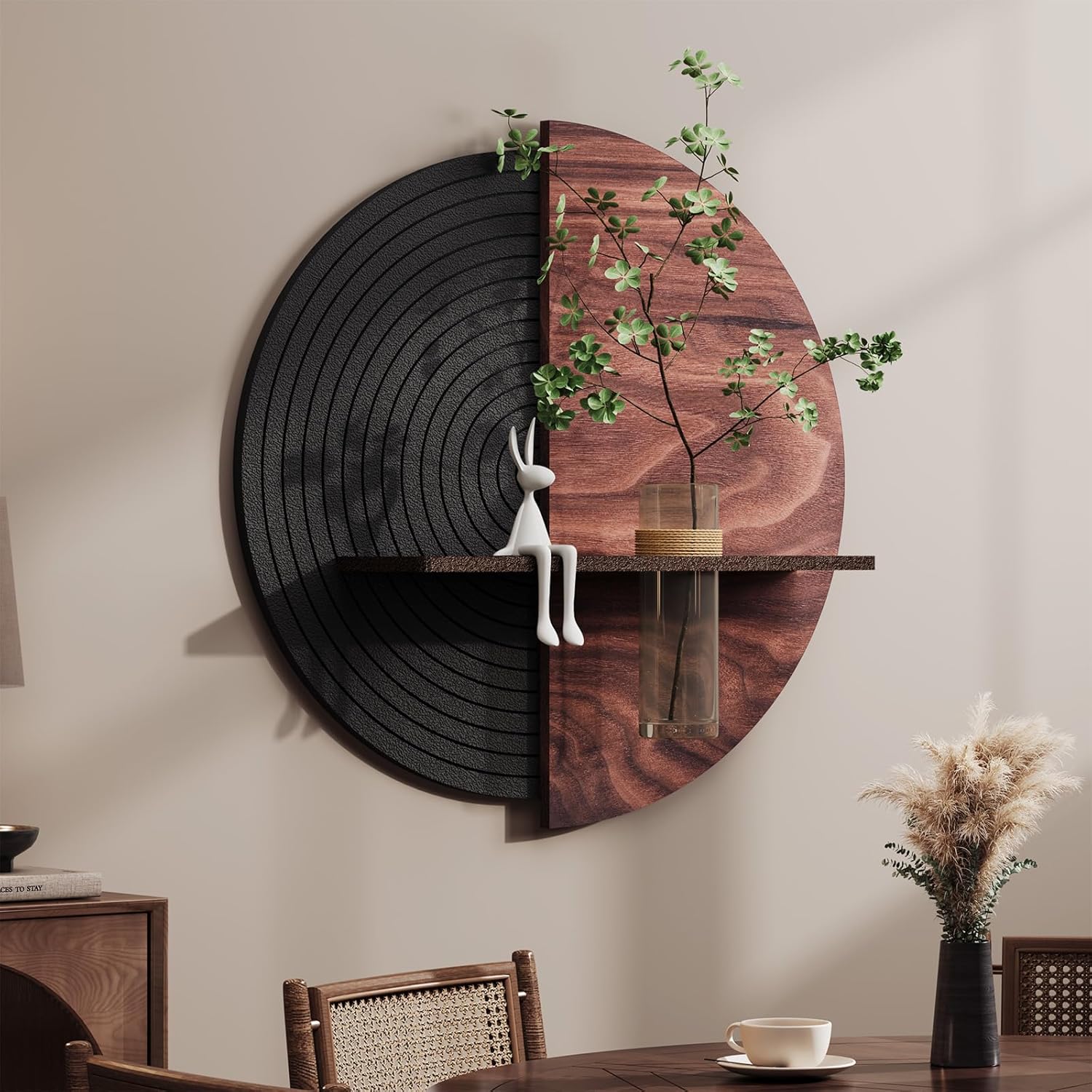 Modern Minimalist Geometric Black Brown Artwork / 24"L x 24"W / Black and Brown
