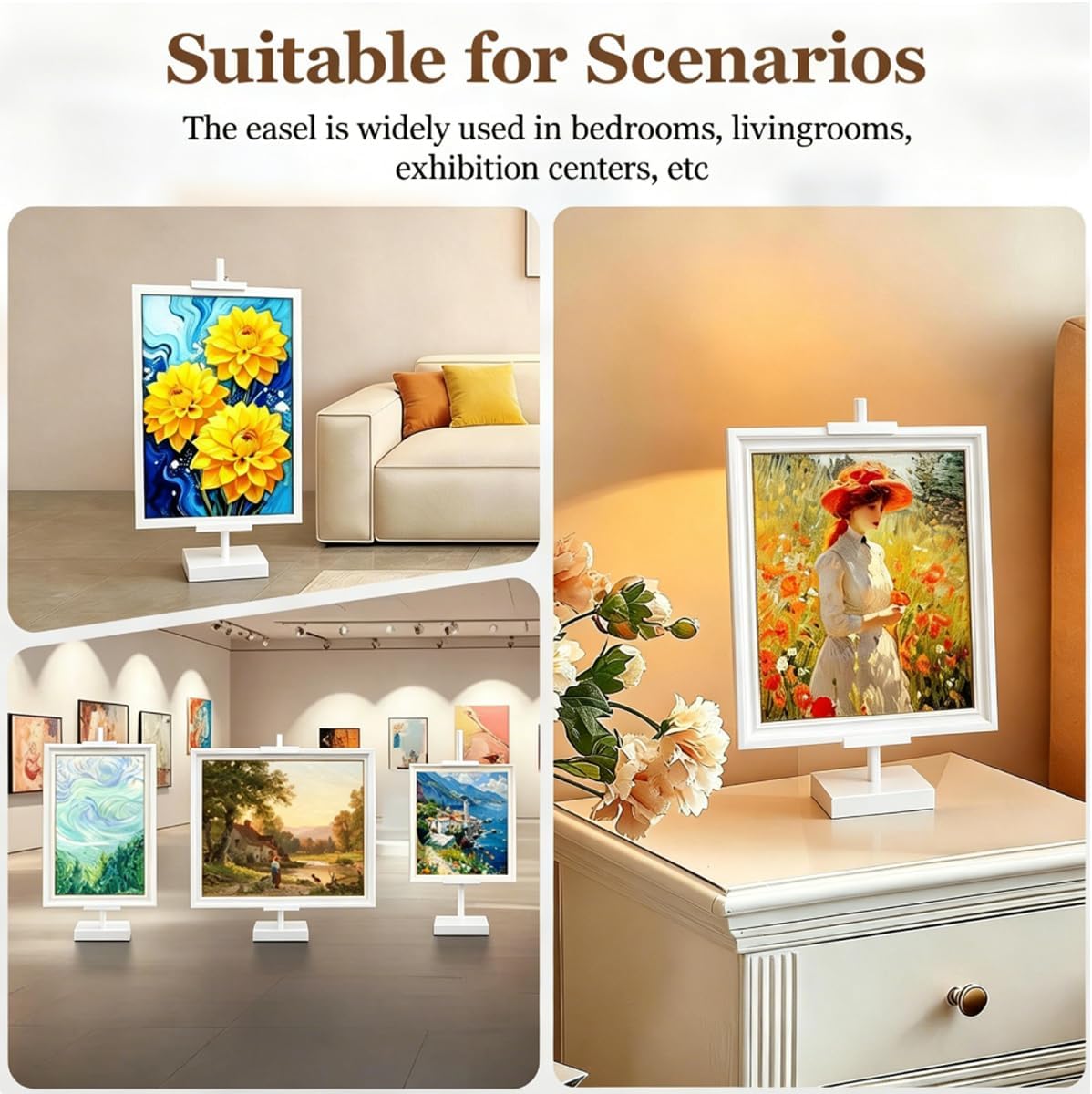 18'' Adjustable Tabletop Easel Stand, White Easel for Display | Steady and Elegant Picture Easels for Display, Picture
