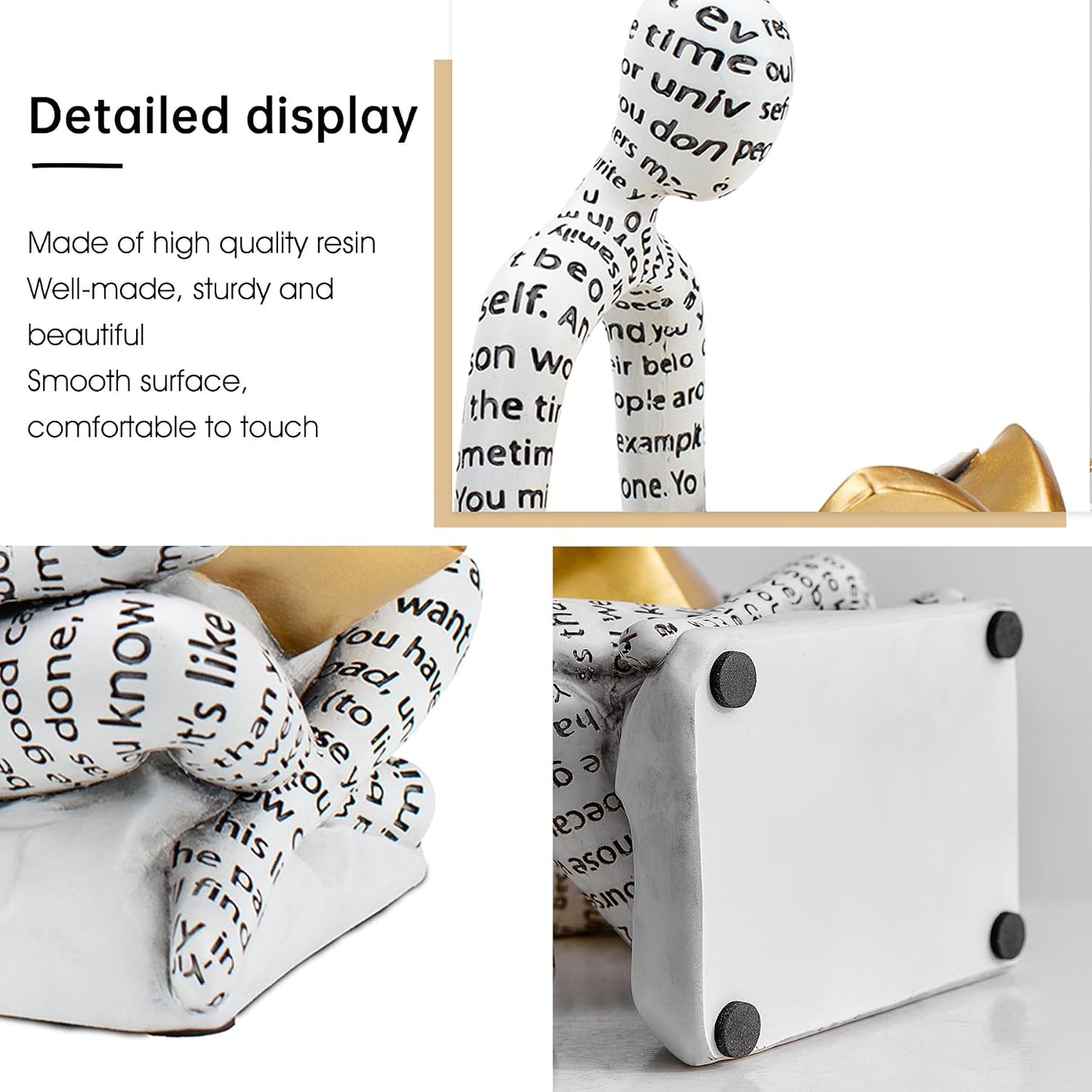 Thinker Bookends / Decorative Book Ends / White & Black