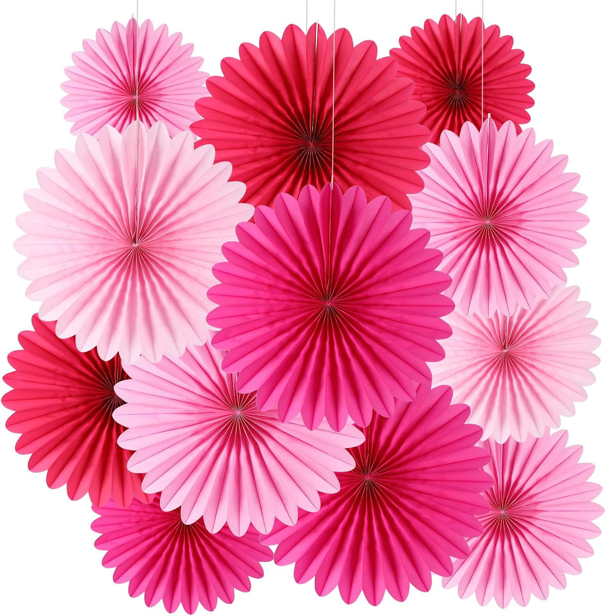 BestoFun 12PCS Paper Fans Hot Pink Party Decorations Tissue Paper Flowers Decorations Paper Fans Party Decorations for Girl Groovy Birthday Baby Shower Wedding Bachelorette Room Wall Hanging Décor