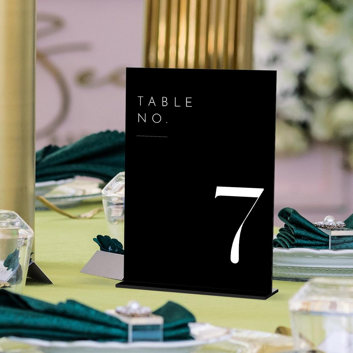 Black Wedding Table Numbers 1-20 with Stands, 5"x7" Black Acrylic Table Numbers with White Font, Perfect for Wedding