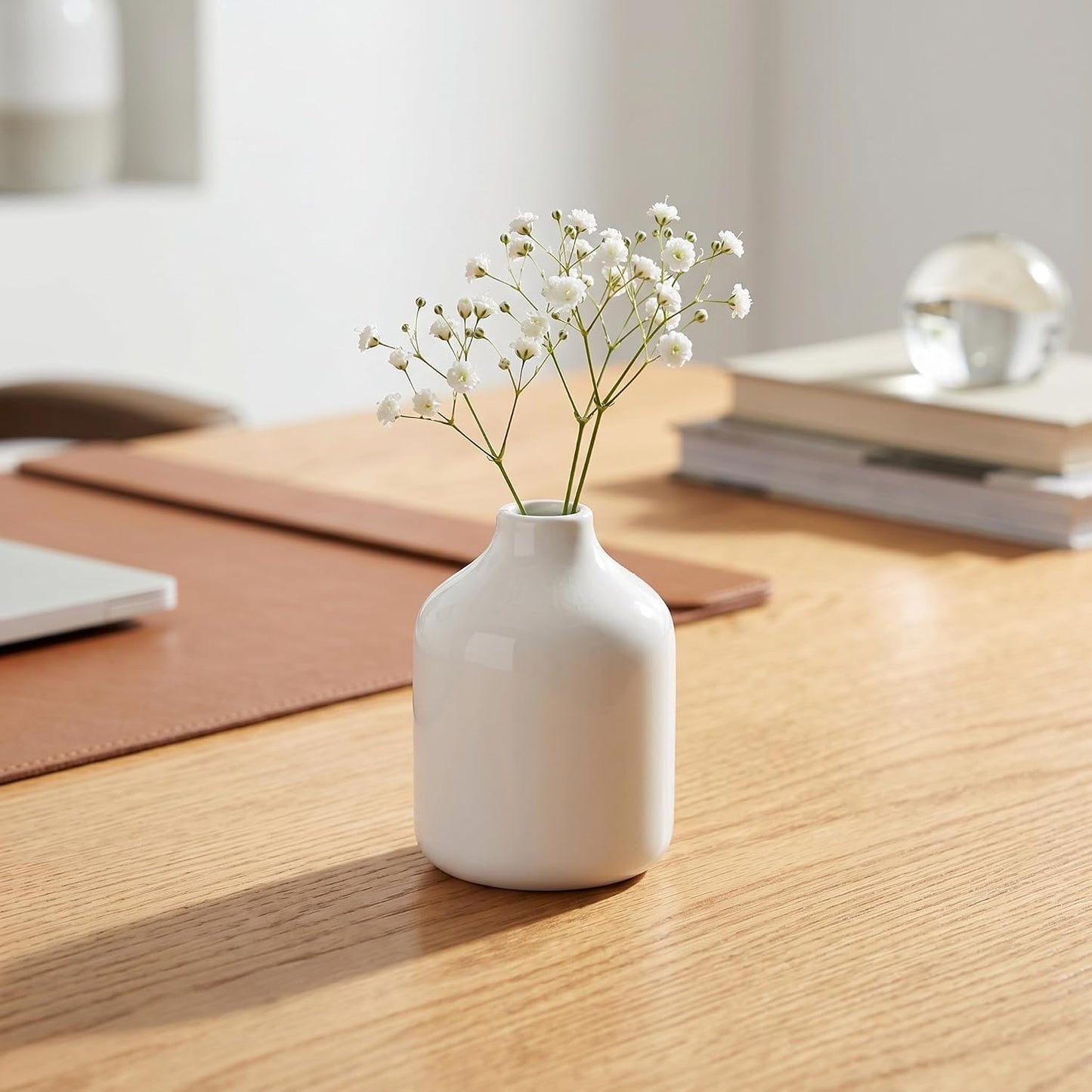 Ceramic Vase / Modern Minimalist Bottle Vase / White / 4 Inch