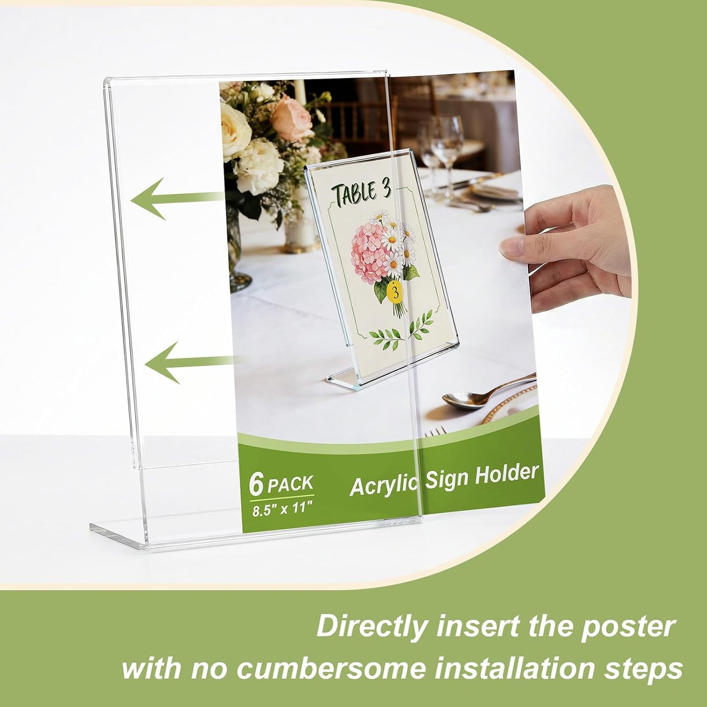 Acrylic Sign Stand Holders / Clear / 8.5 x 11 / Set of 3