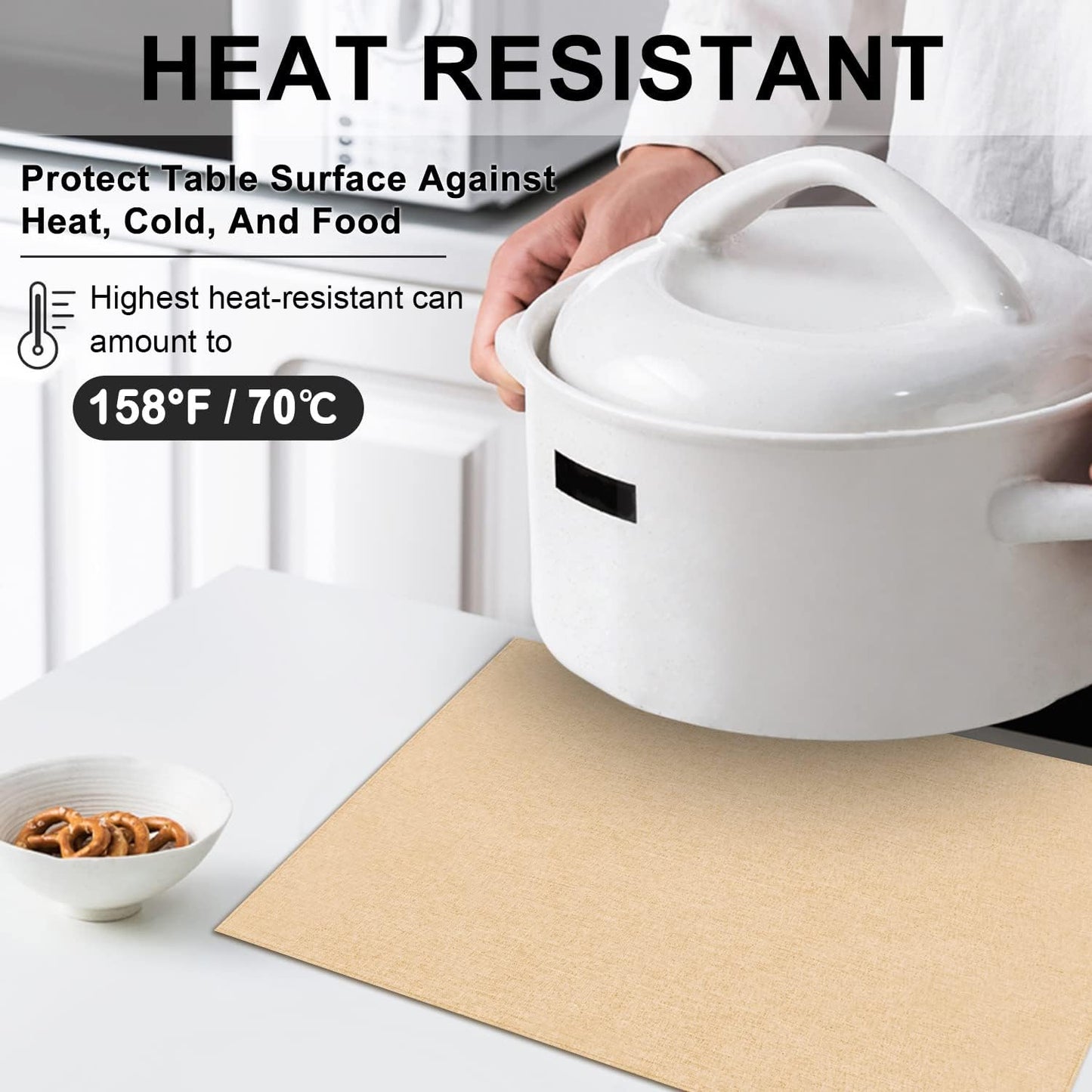 Cloth Placemats Set of 6, Cotton Linen Blend Machine Washable Durable Linen Table Mats, Heat Resistant Placemats