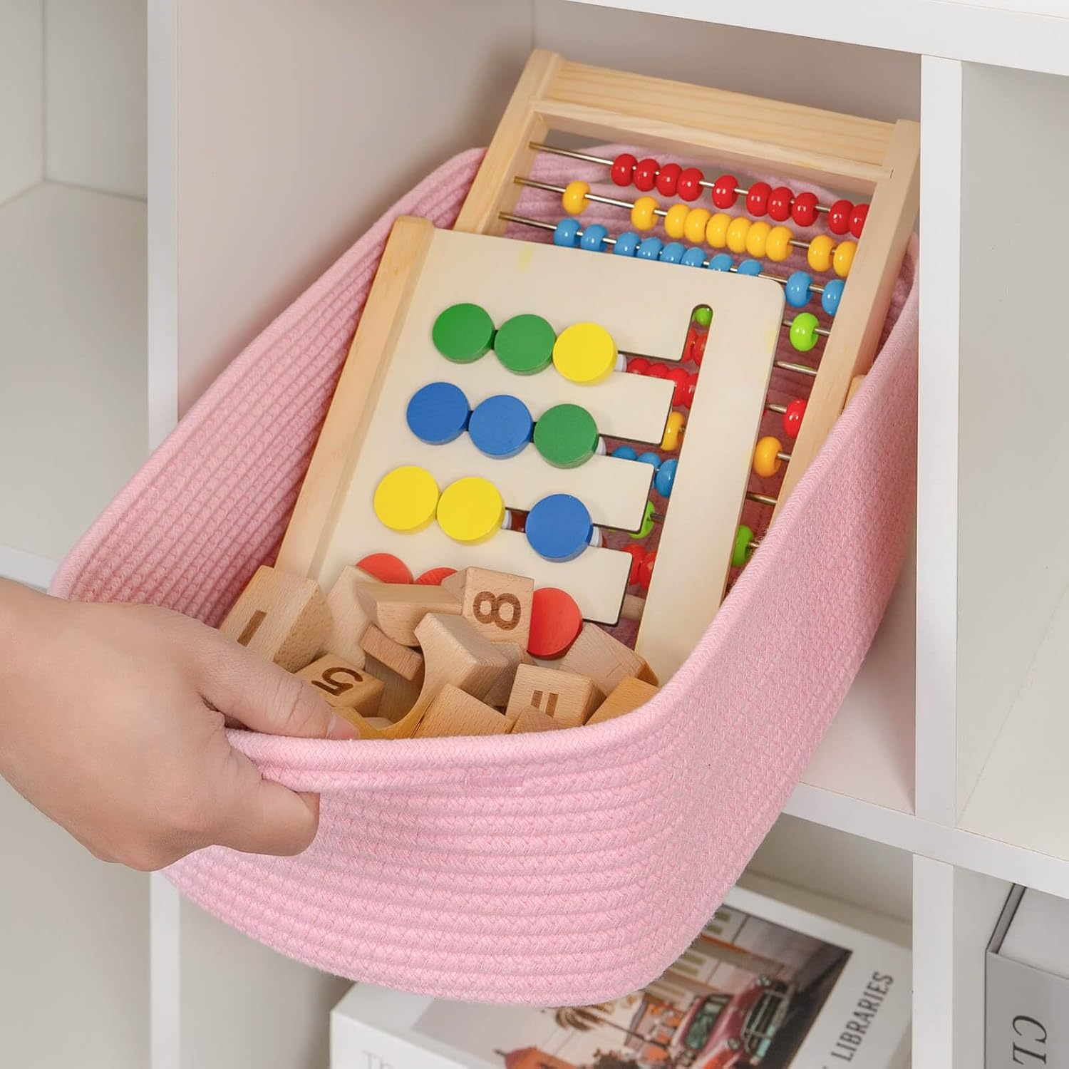 Woven Closet Storage Bin / Pink / 14''x10''x5