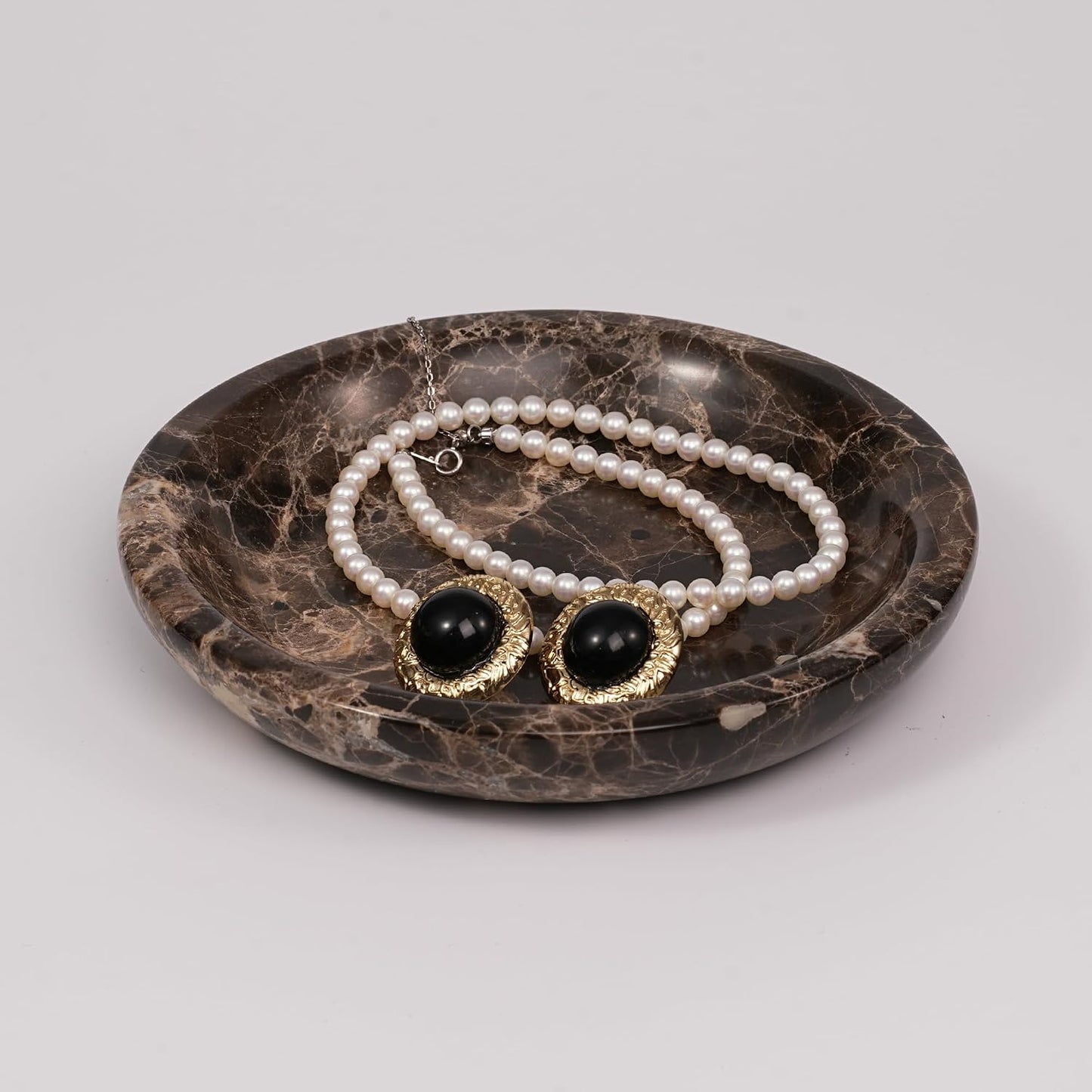 Marble Jewelry Tray / Circle-emperador / Brown