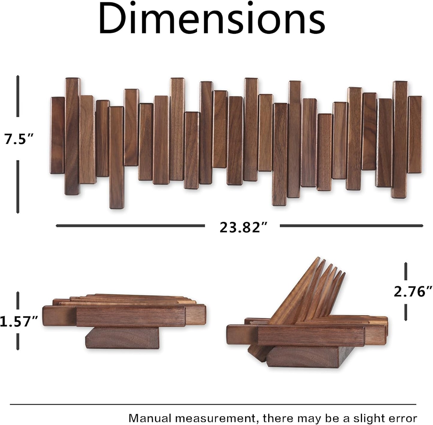 Coat Rack Wall Mount Piano Flip Down Wall Hook Rack 6 Hooks Walnut | Natural Wood Handmade Unique Hanger for Coats Bag