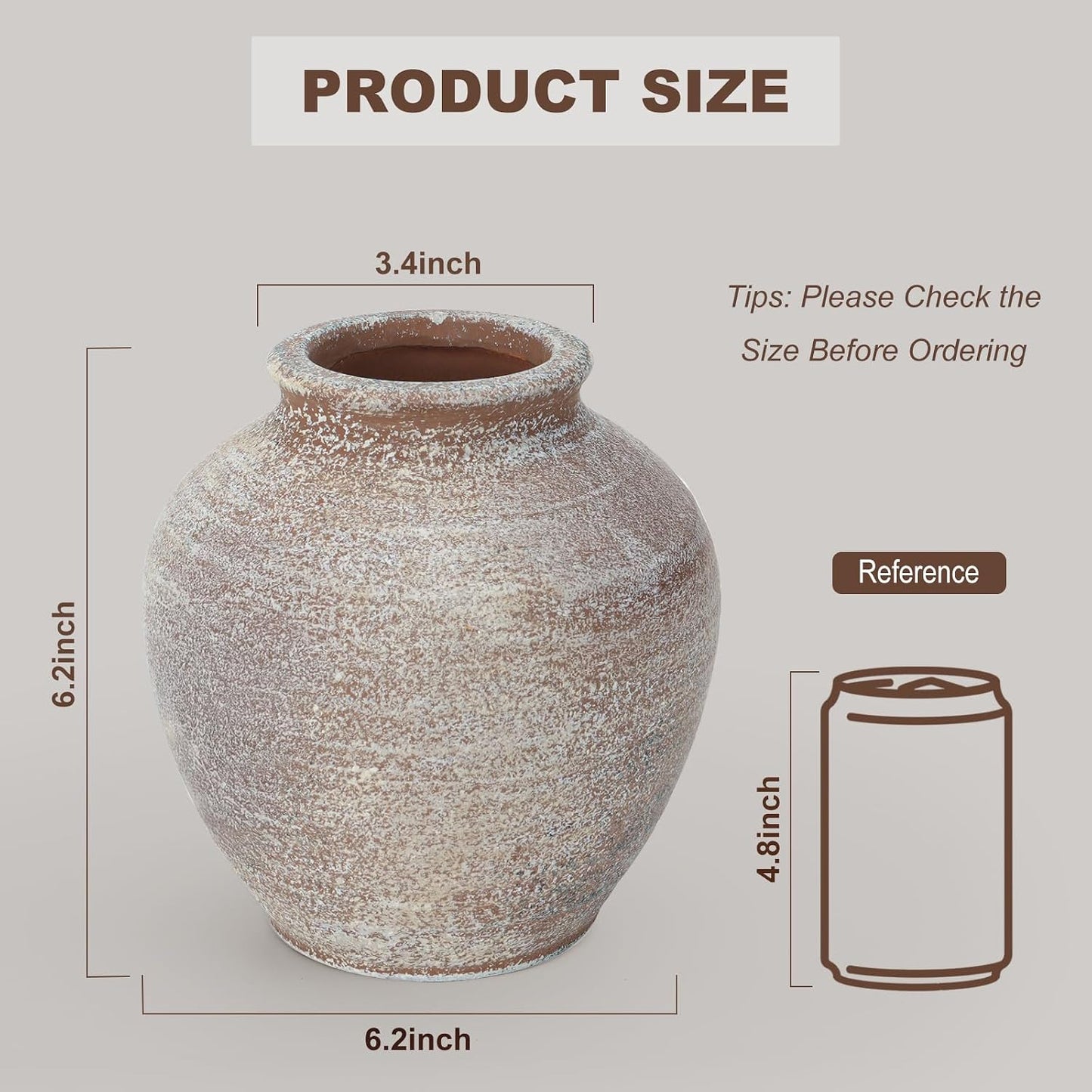 Ceramic Flower Vase Home Decor / 6.2"-terracotta / 6.2 Inch