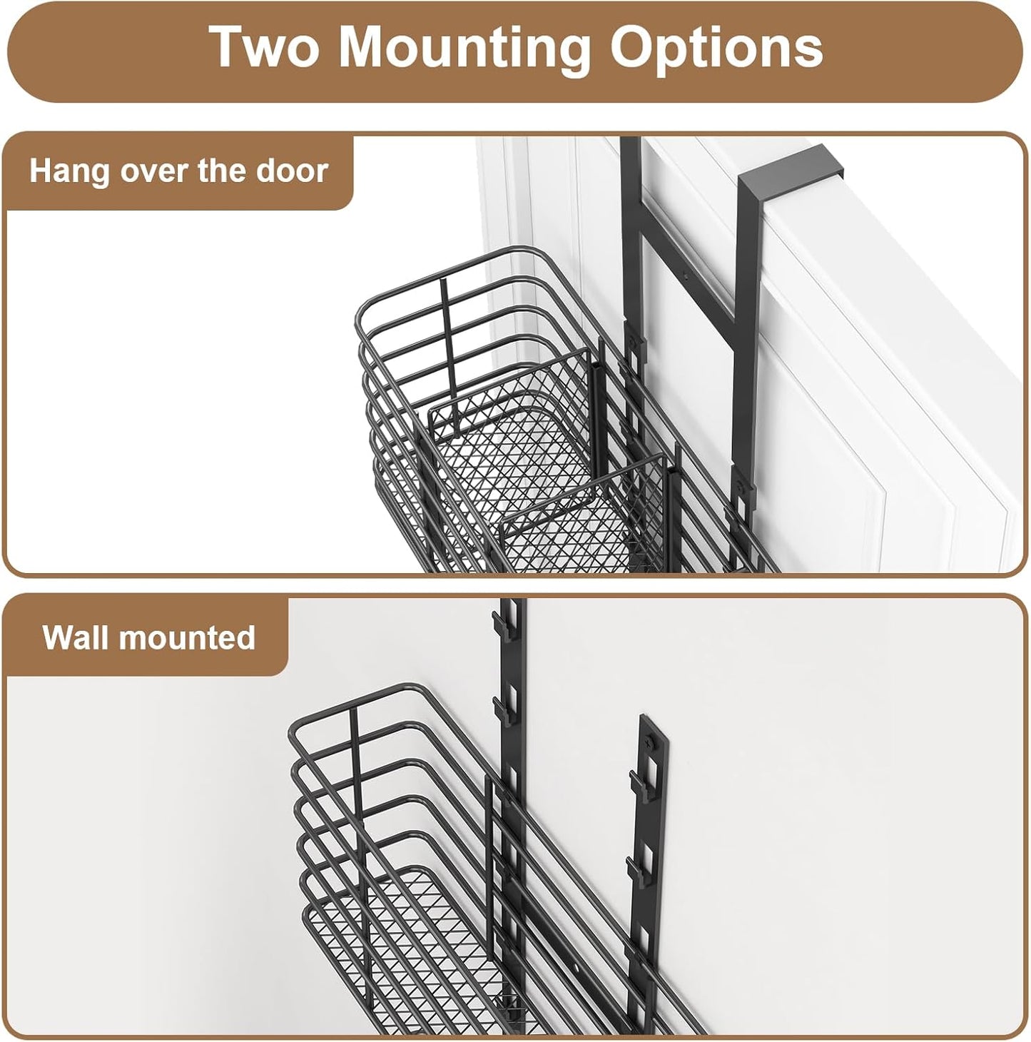 Yuyetuyo 7-Tier Over The Door Organizer, Shower Caddy Hanging &Wall Mounted Hair Tool Organizer/Hair Dryer Holder