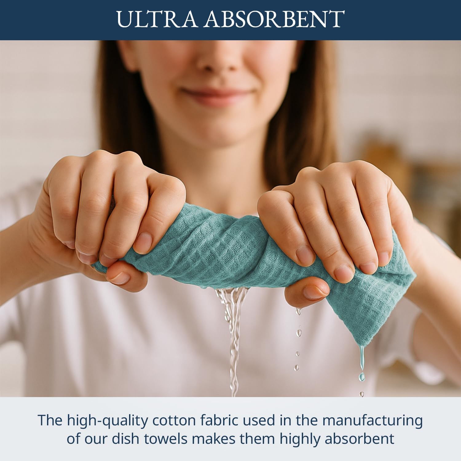 LANE LINEN Kitchen Towels & Dishcloths Set of 12-100% Cotton, Quick-Drying 18” x 28” Absorbent Dish & Tea Towels, Soft