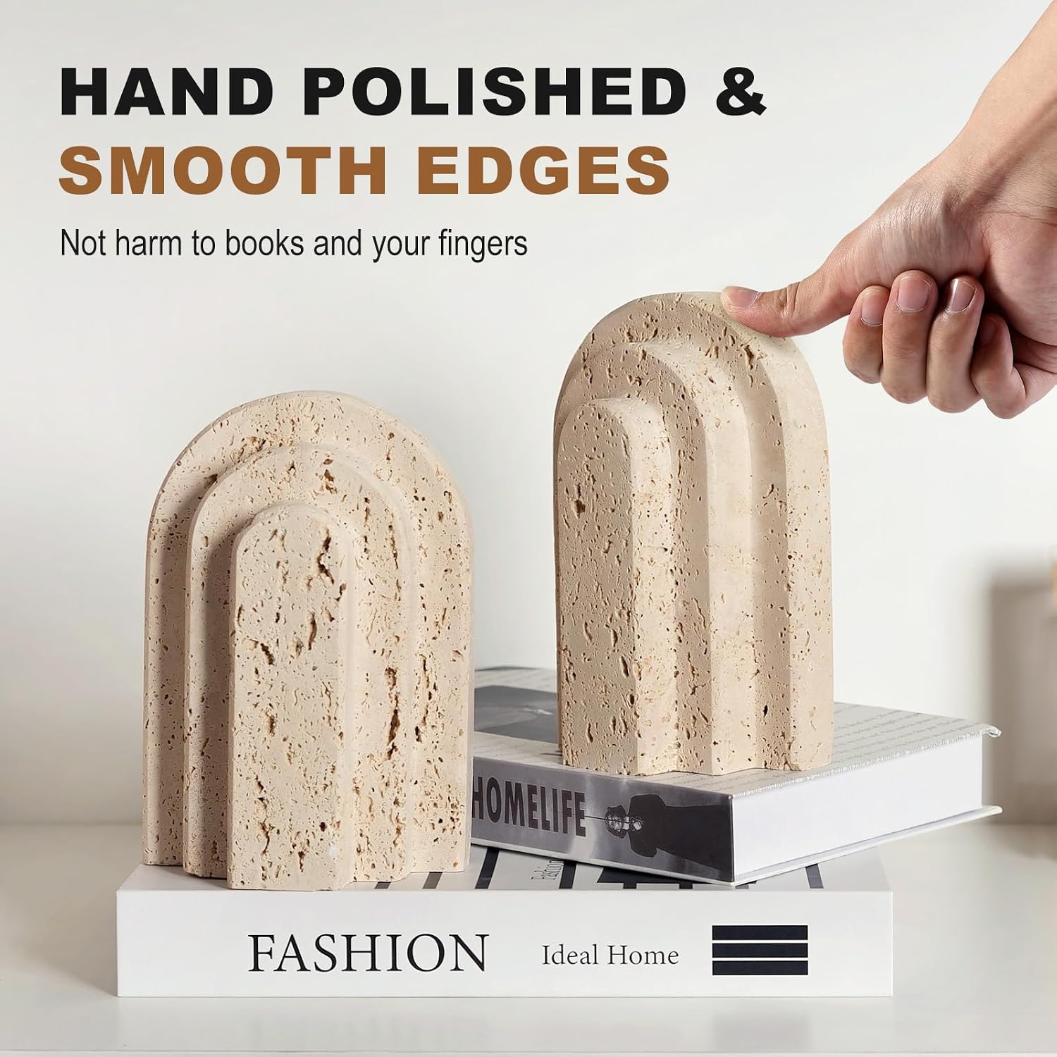 Heavy Duty Bookends / Arched-beige