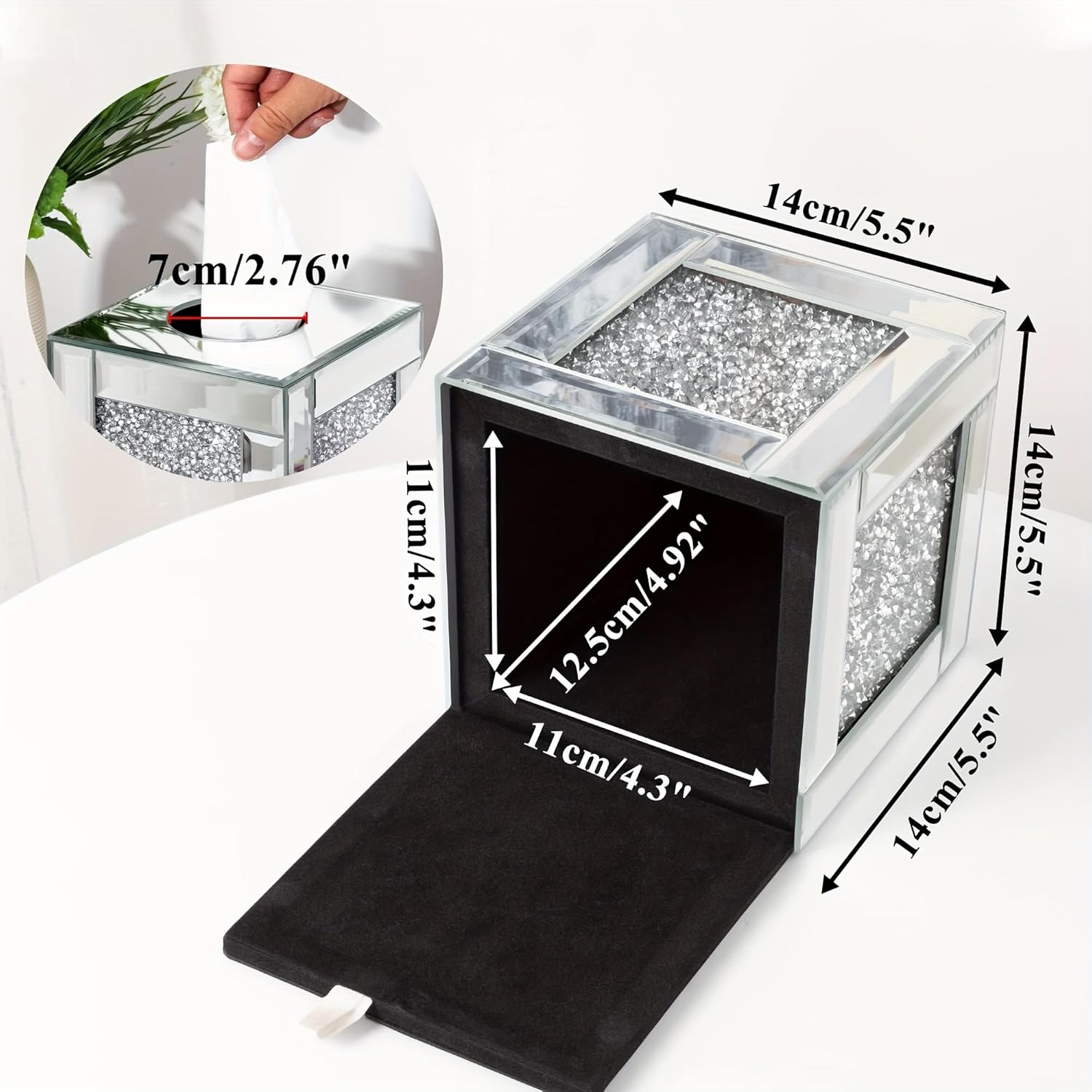 Square Glass Facial Tissue Holder