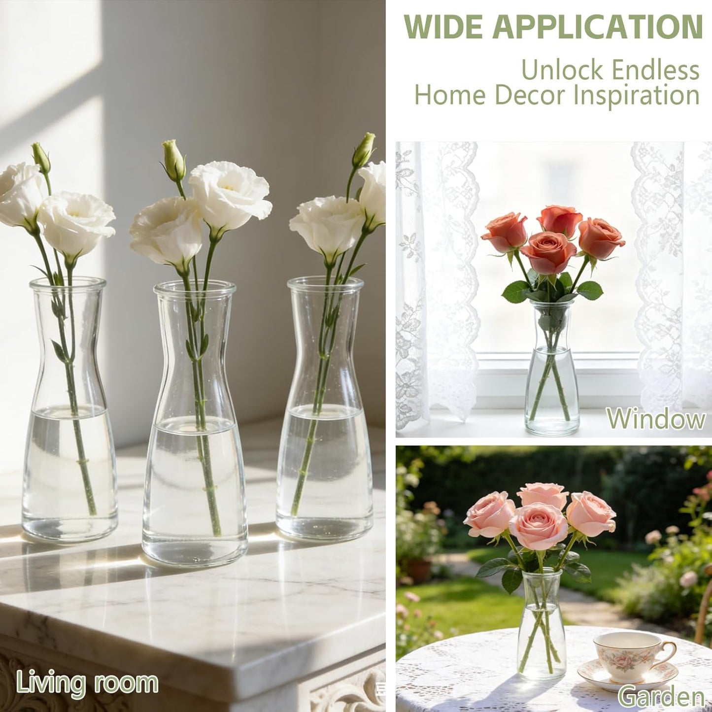 Glass Bud Vases for Centerpieces Small Flower Vase Modern Decorative Vases Mini / Clear / Set of 24