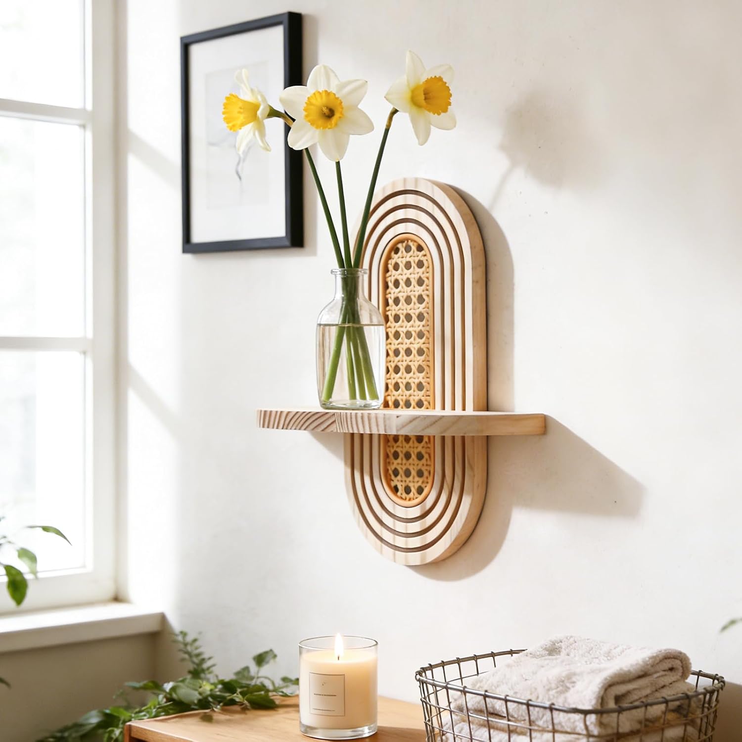 Boho Shelves Wall Decor / Rattan Burlywood / Natural / Set of 2
