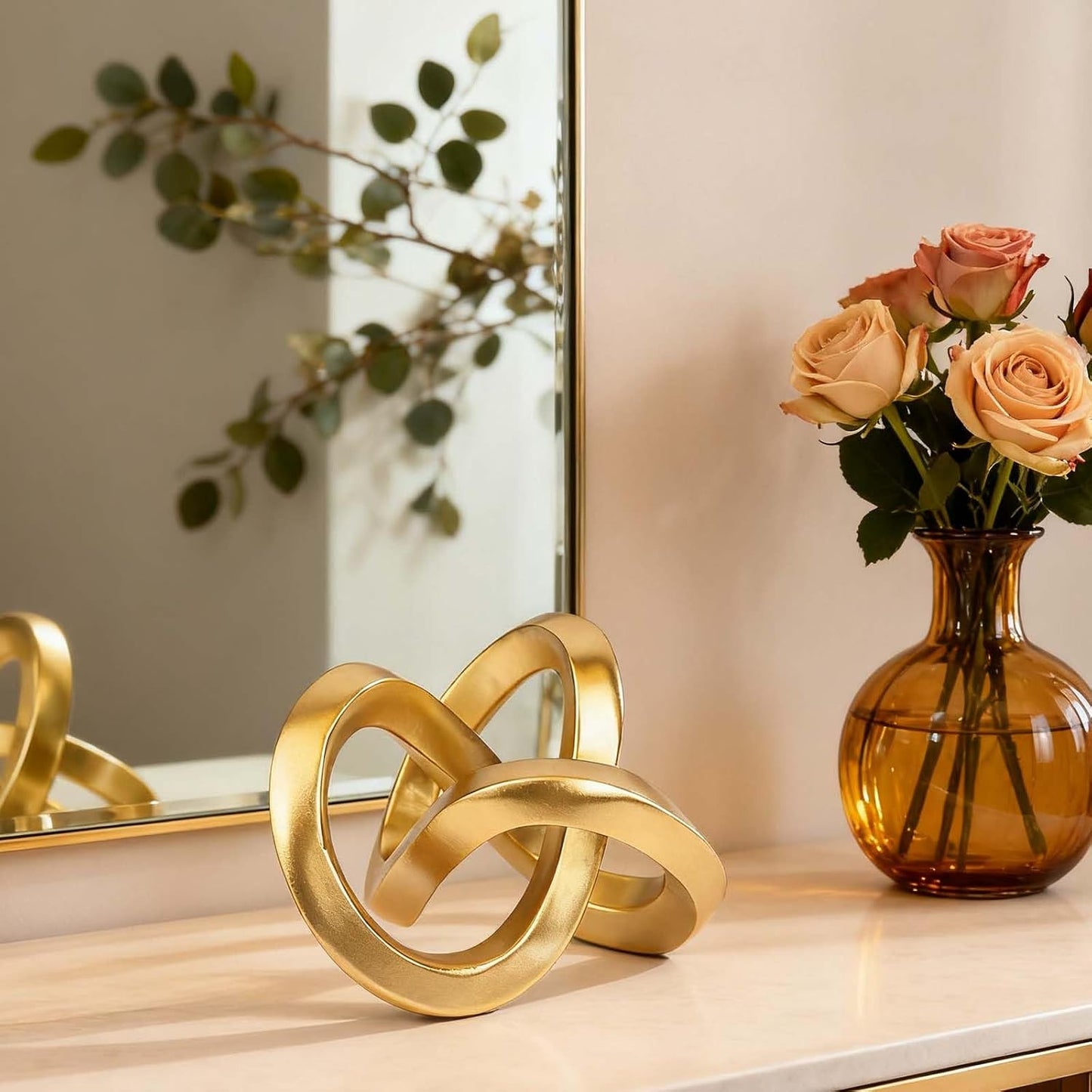 Mid Century Modern Abstract Figurines / Gold