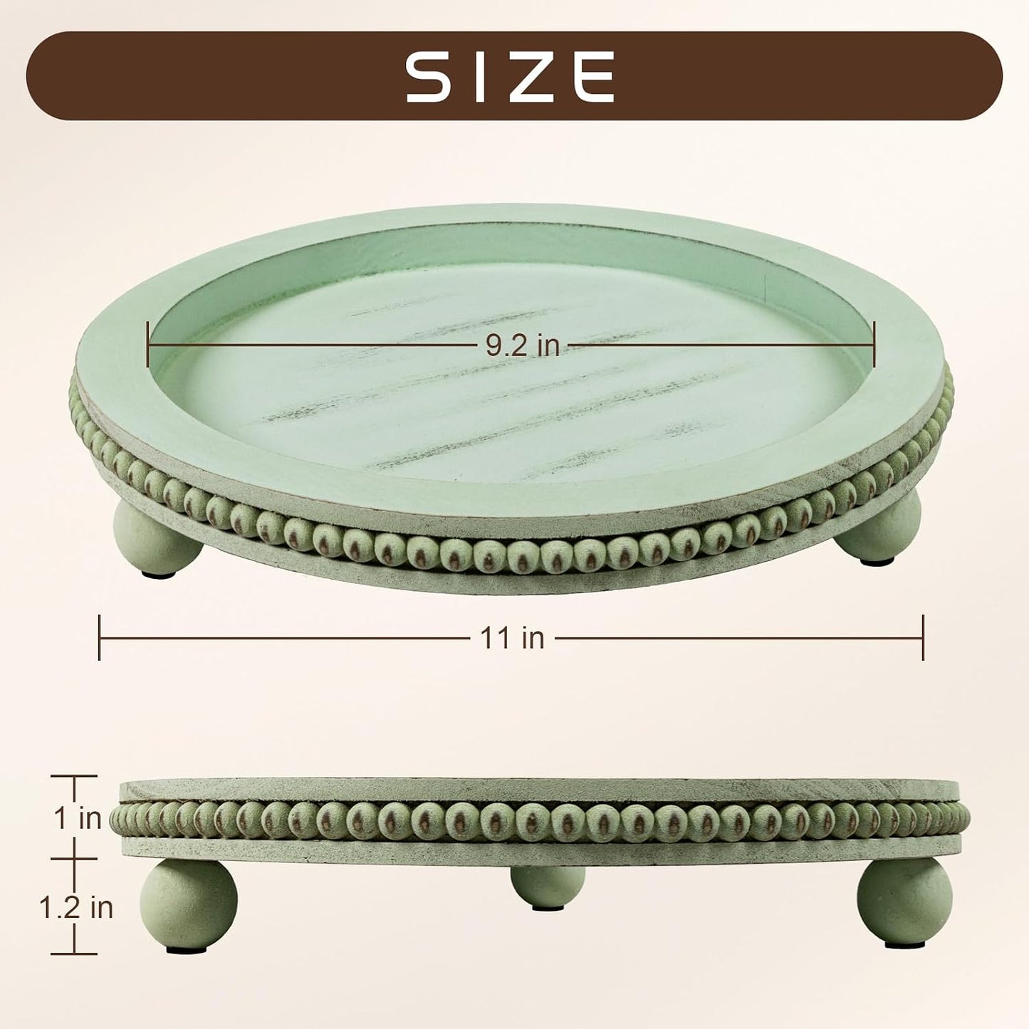 Wooden Decorative Tray / Sage Green